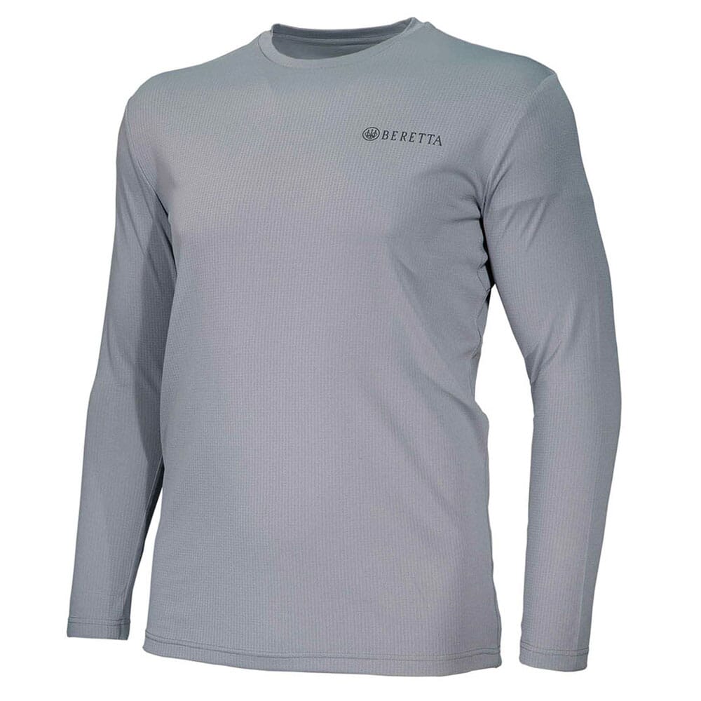 Beretta US Tech LS T-Shirt Grey Castlerock TS671T13220911 Top in Gray, Large - Beretta