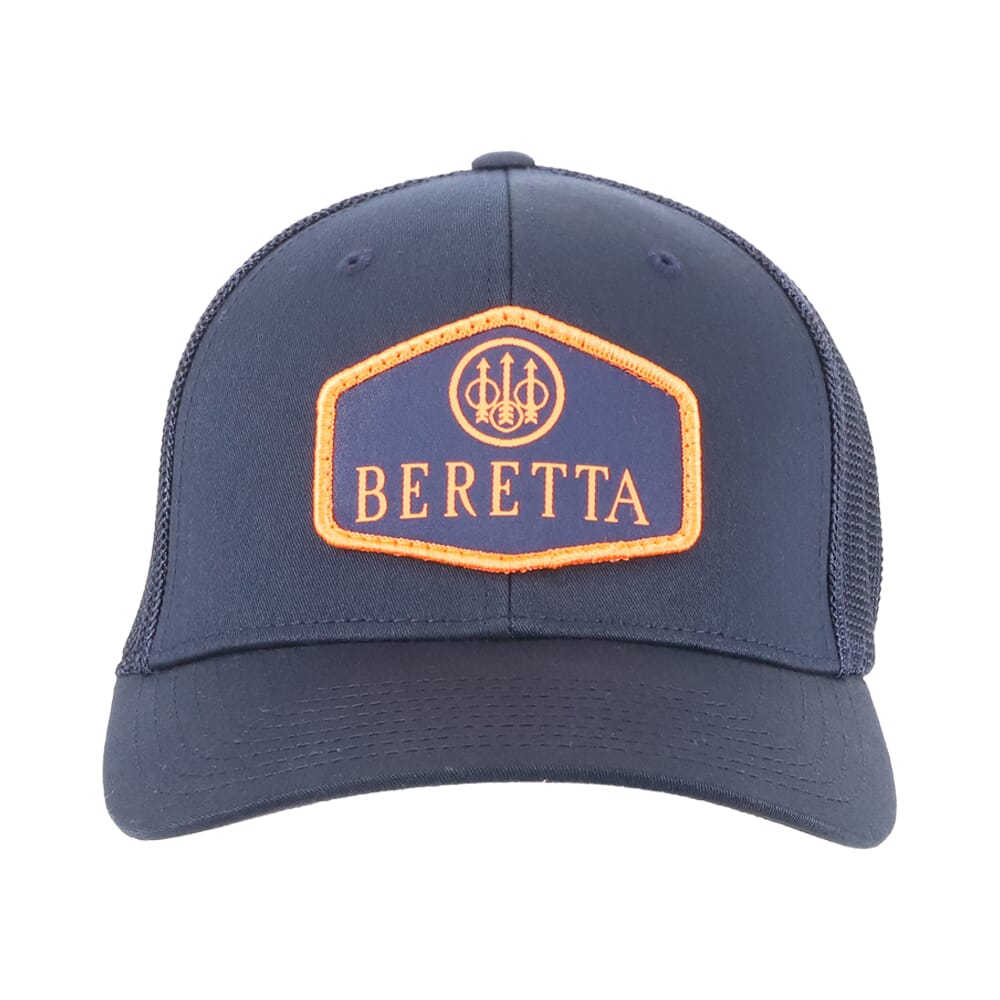Beretta TKAD FlexFit Trucker Hat Navy BC026T1675030S in Blaze Orange, Large - Beretta