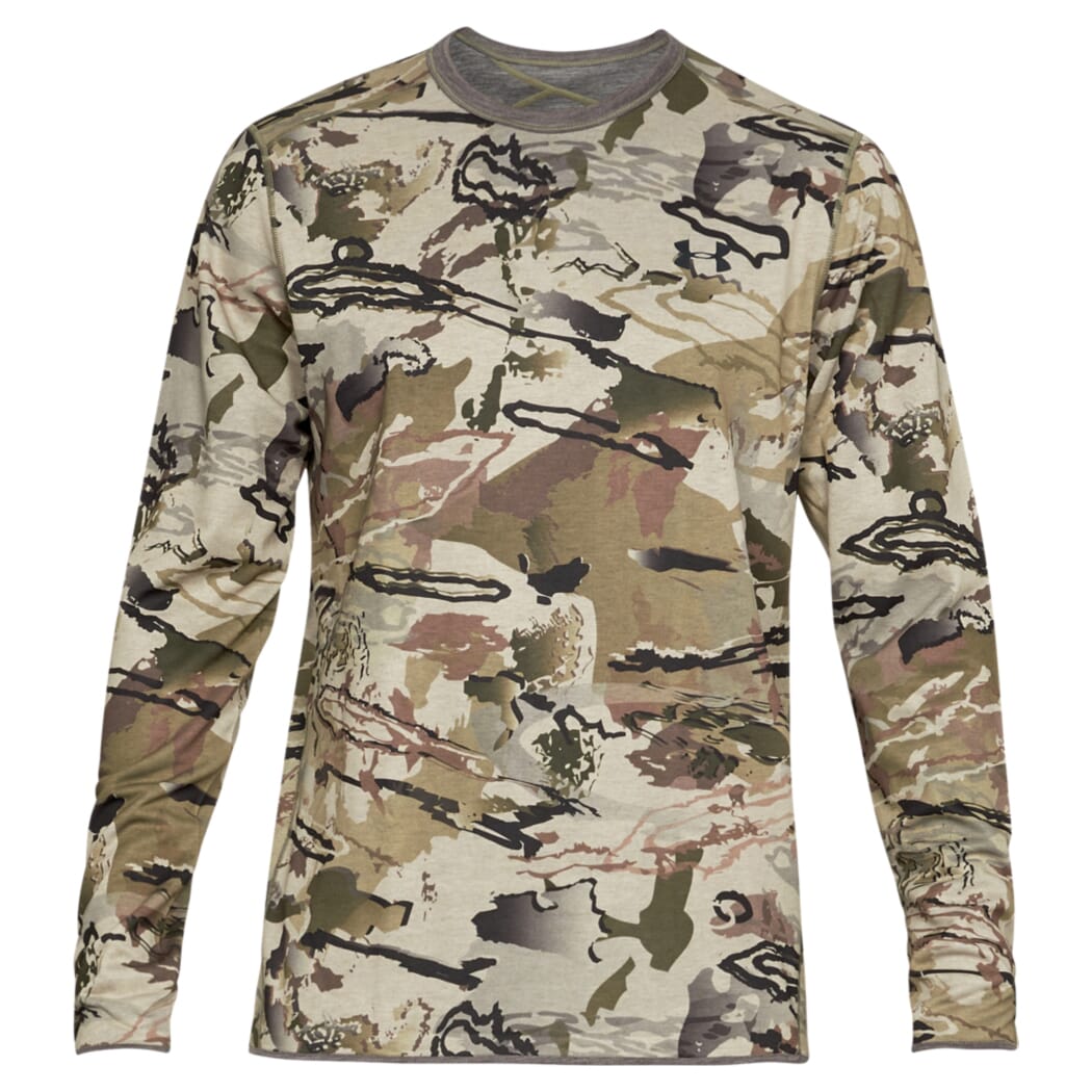 Under Armour Ridge Reaper Reversible Wool Base Crew Top Shirt UA Barren Camo/Black 1297423-999, Medium - Under Armour