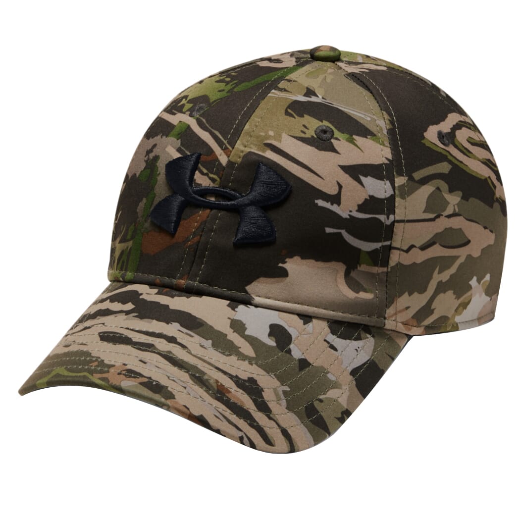 Under Armour Whitetail Men's Camo Stretch Fit Cap Updated UA Forest 2.0 Camo/Black 1318532-988 in Ua Forest Camo, L/XL - Under Armour