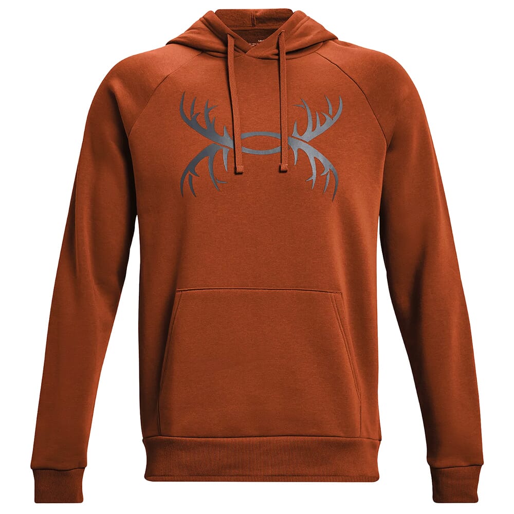 Under Armour Rival Fleece Antler Hoodie Copper Penny/Pitch Grey 1365679-291 in Gray, Medium - Under Armour