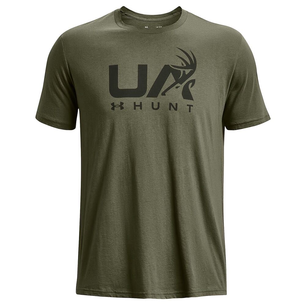Under Armour Antler Hunt Icon SS T-Shirt Marine OD Green 1366014-391 Top in Odg, L - Under Armour