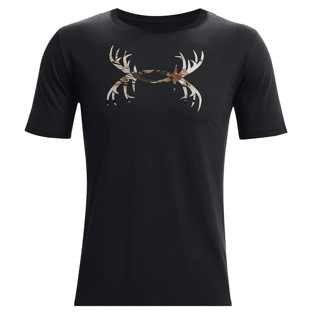 Under Armour Antler Logo Short Sleeve T-Shirt Black/UA Barren Camo 1366017-001 Top, 3XL - Under Armour