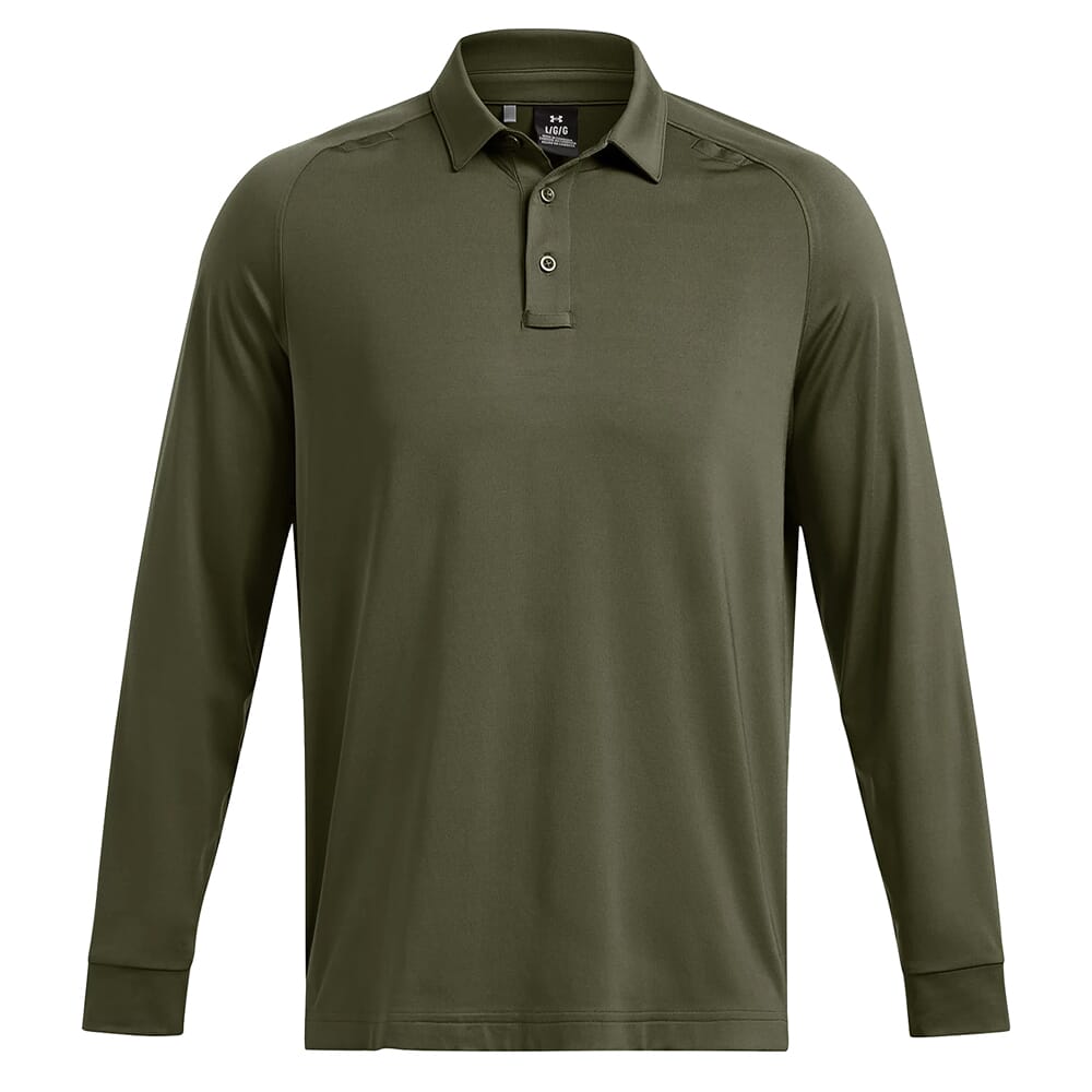 Under Armour Tactical Elite Long Sleeve Polo Marine OD Green 1386713-390 Top, XXL - Under Armour