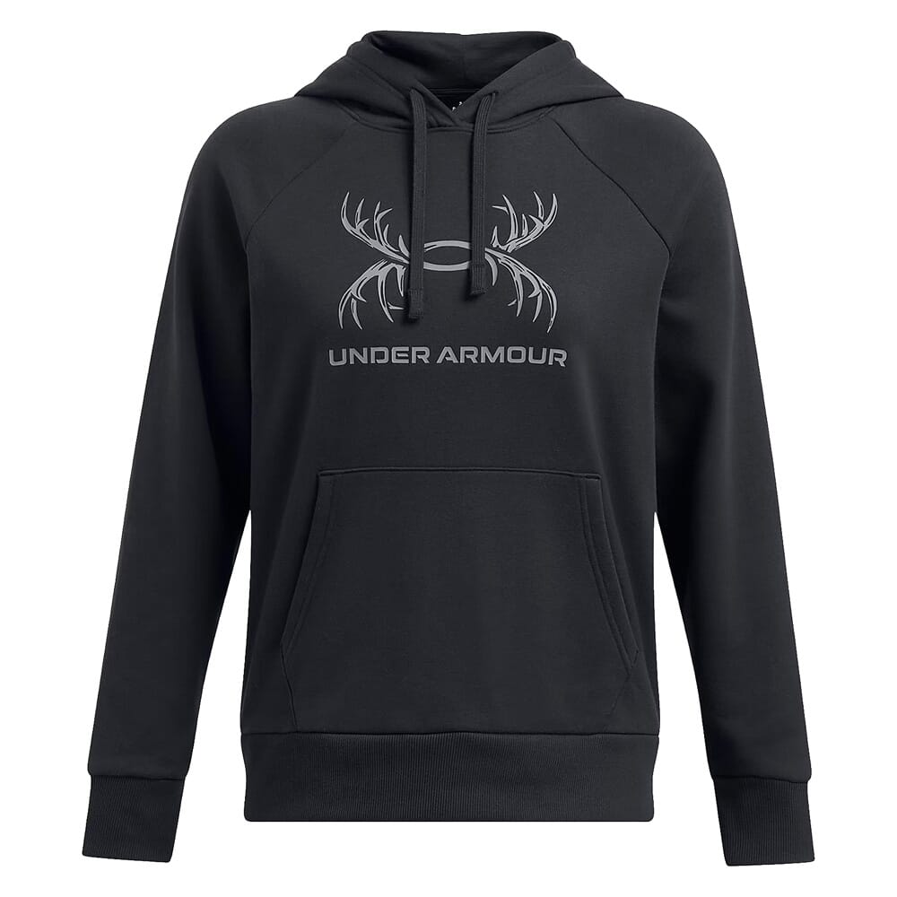 Under Armour Women's Rival Fleece Antler Hoodie Black/Pitch Gray 1387574-001, XS - Under Armour