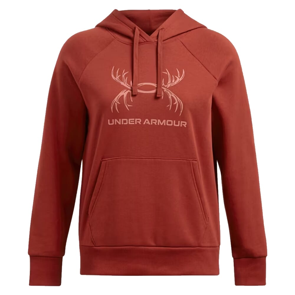 Under Armour Women's Rival Fleece Antler Hoodie Earthen Orange 1387574-840, Medium - Under Armour
