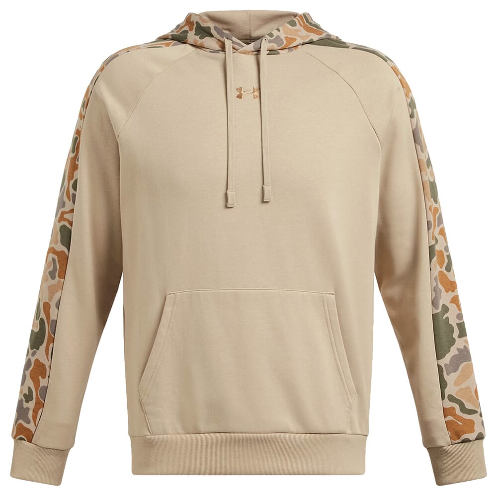 Under Armour Rival Fleece Camo Blocked Hoodie City Khaki/Camel 1388087-299, Large - Under Armour