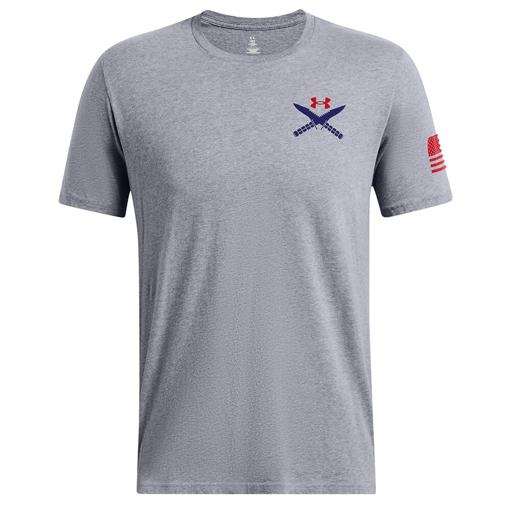 Under Armour Freedom Tac Logo T-Shirt Steel Light Heather 1389463-035 in Steel Gray, Large - Under Armour