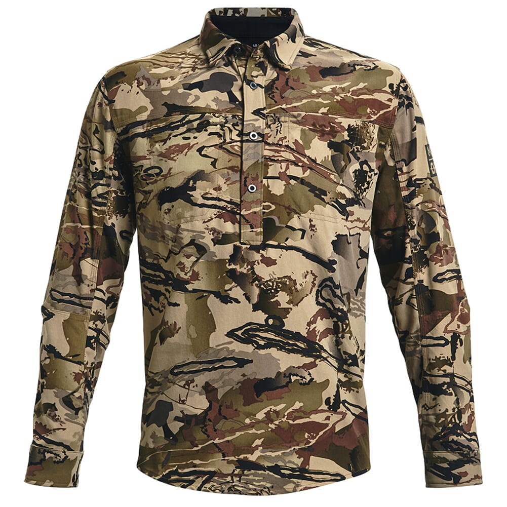 Under Armour Backwoods CH1 Henley Shirt UA Barren Camo/Black 1356287-999, Large - Under Armour