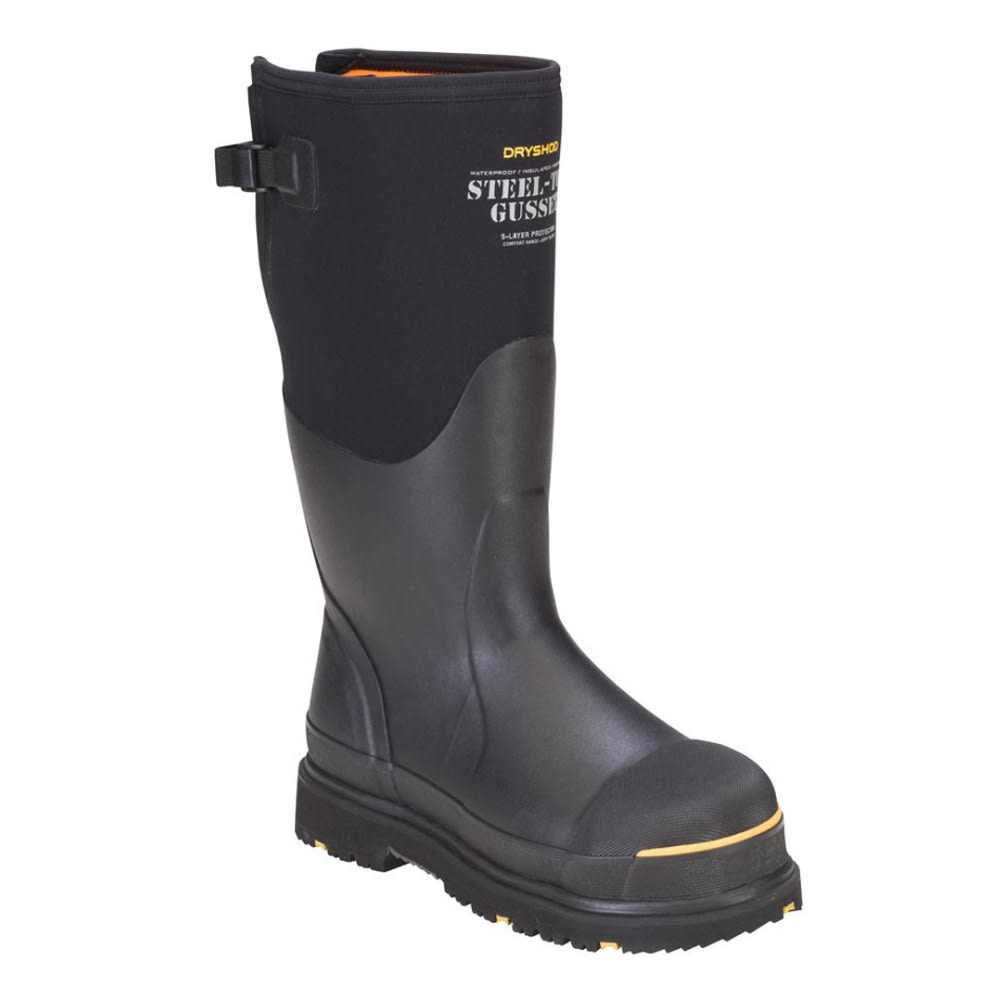 Dryshod Brute Mid Gusset Black/Yellow Men's Boots BRUG-MM-BLK, 11 - Dryshod