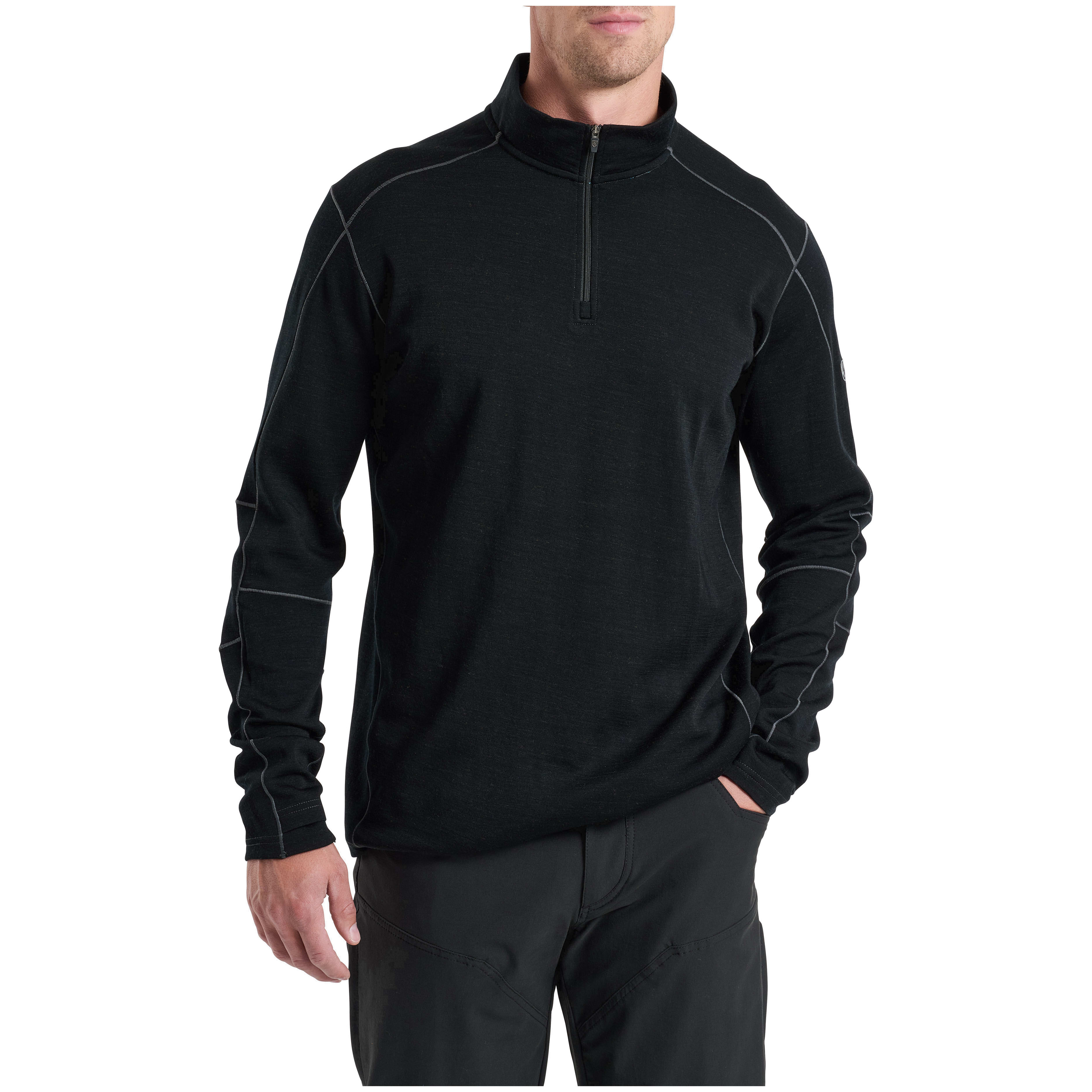 kuhl clothing Kuhl Invigoratr Merino 1/4 Zip Sweater Raven Men's 3236-RV-M in Black, XL - kuhl clothing