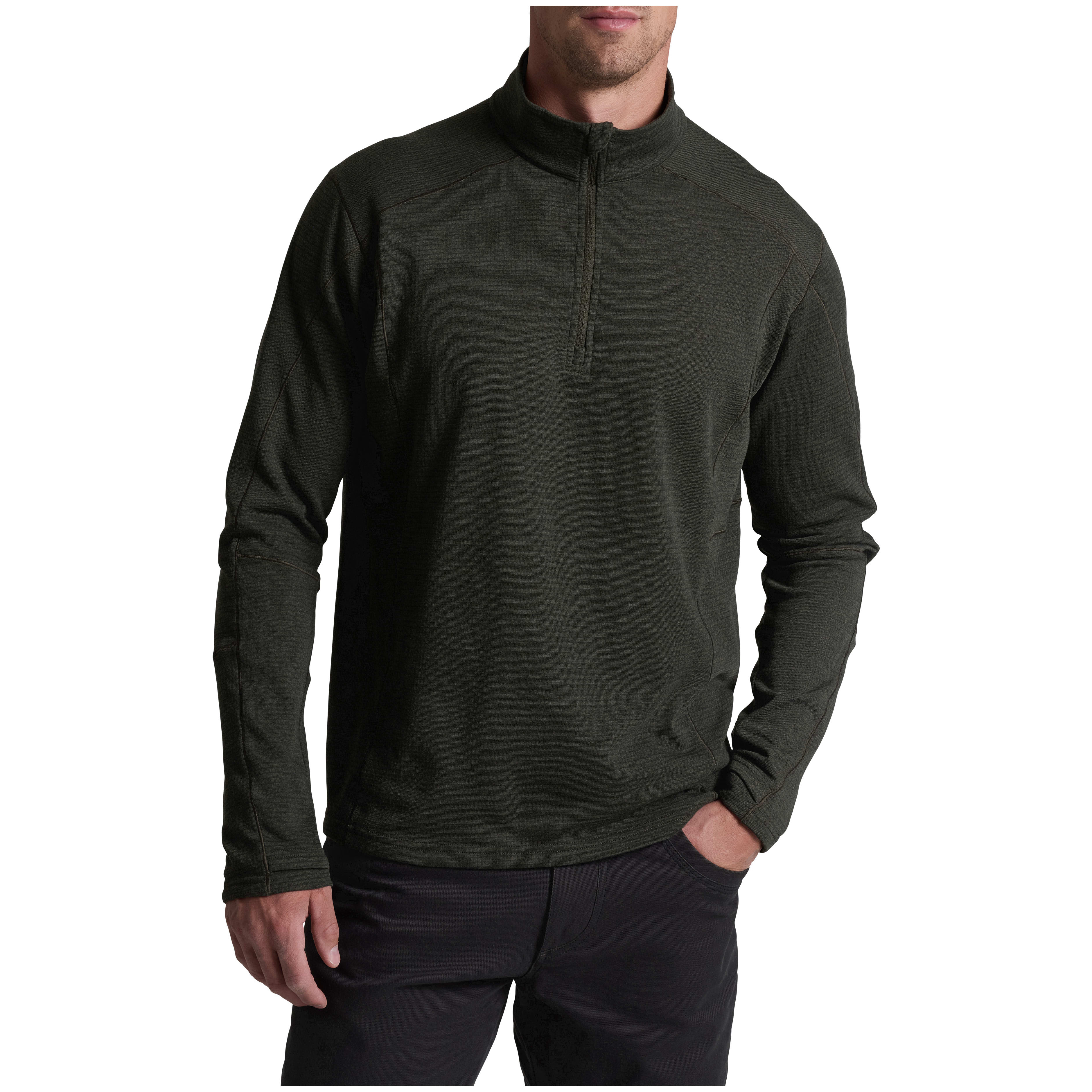 kuhl clothing Kuhl Reactiv Lite Grid 1/4 Zip Baselayer Onyx Men's 3253-ONYX-M Jacket in Black, XXL - kuhl clothing
