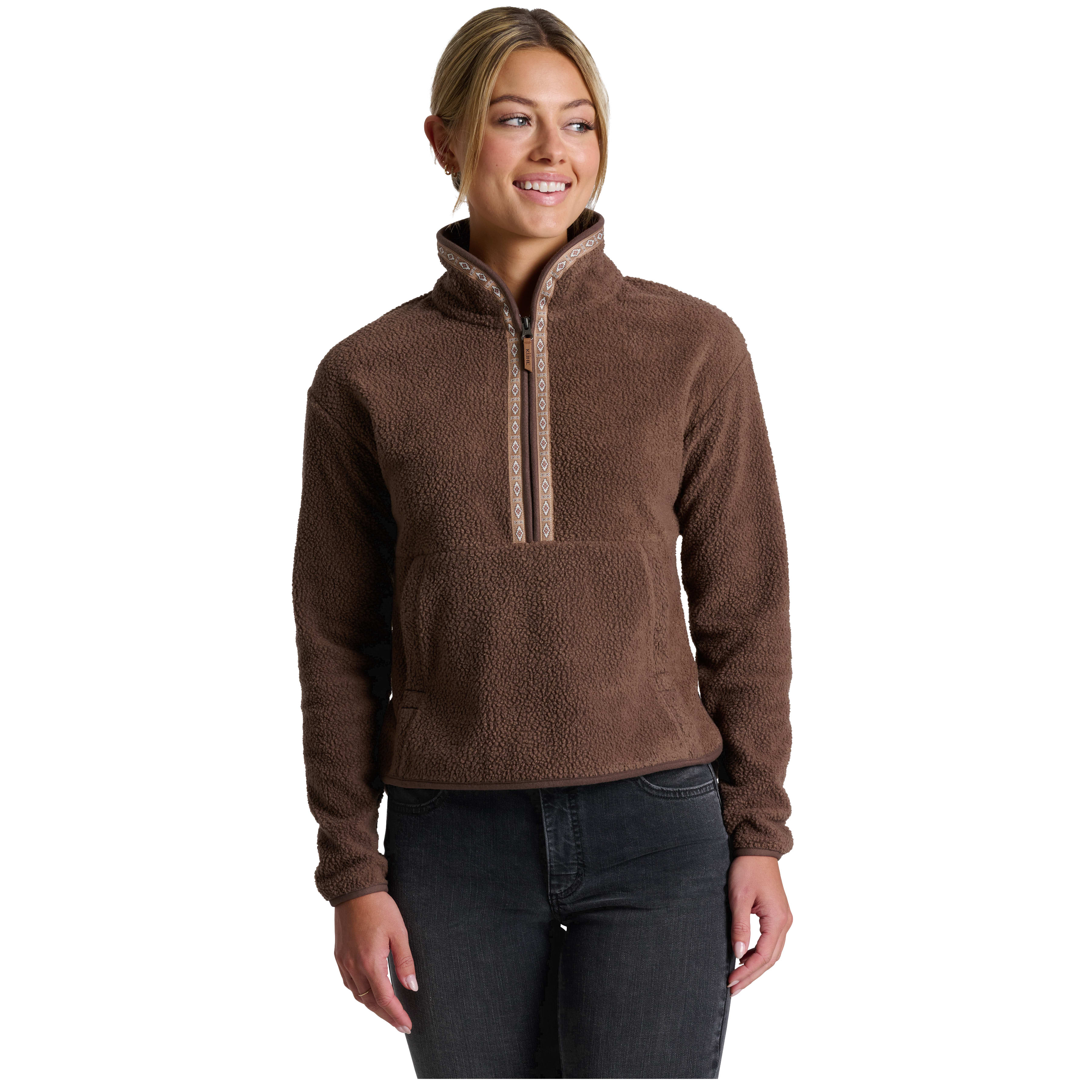kuhl clothing Kuhl Hygge 1/2 Zip Fleece Coffee Women's 4130-CF-W Jacket in Brown, Small - kuhl clothing