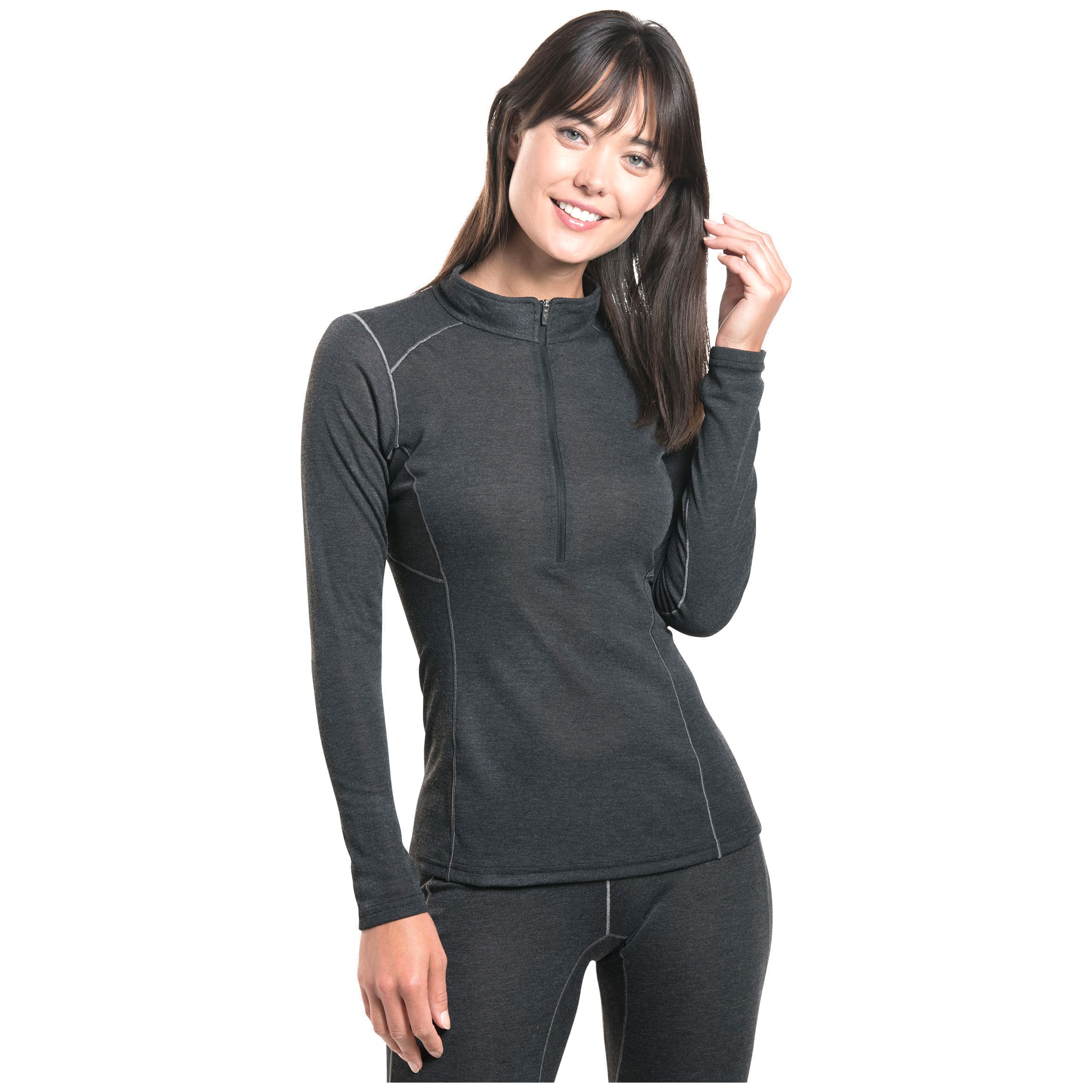 kuhl clothing Kuhl Akkomplice Zip Neck Baselayer Carbon Women's 4256BOX-CA-W Jacket, XS - kuhl clothing