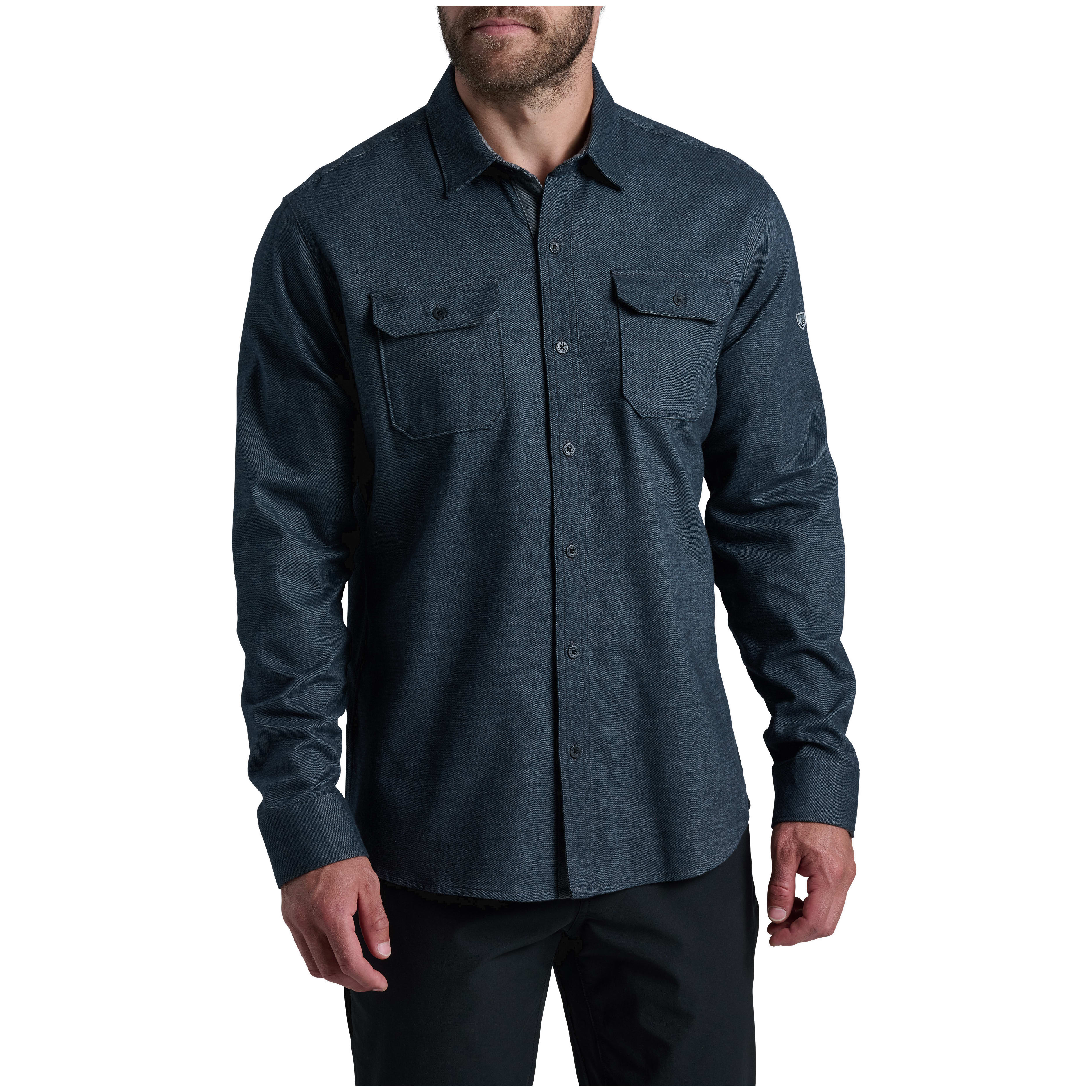 kuhl clothing Kuhl Descendr Long Sleeve Flannel Deep Abyss Men's 7244-DABY-M Jacket in Blue, Medium - kuhl clothing