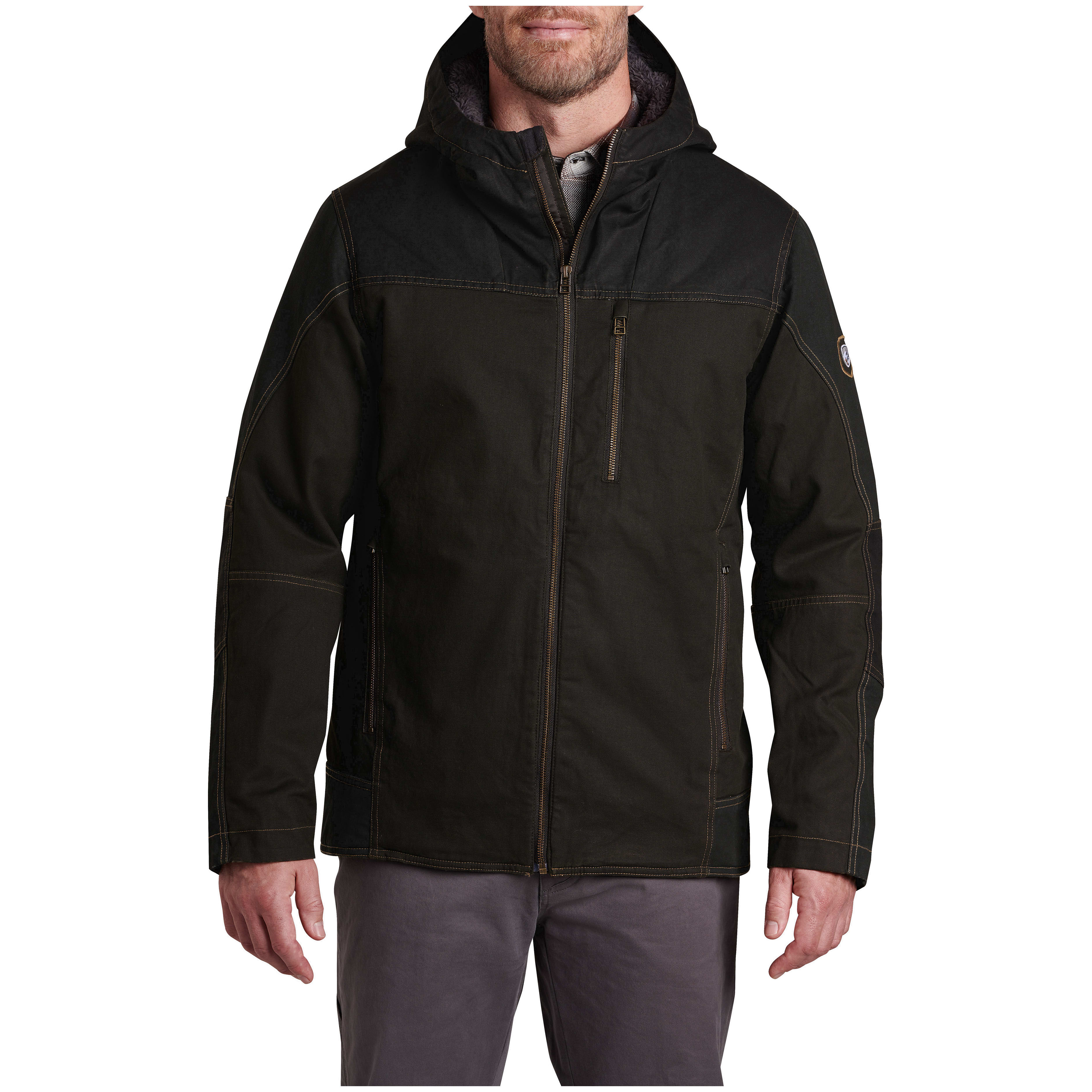 kuhl clothing Kuhl Law Fleece Lined Hoody Jacket Espresso Men's 7363-ES-M in Brown/midnight, XL - kuhl clothing