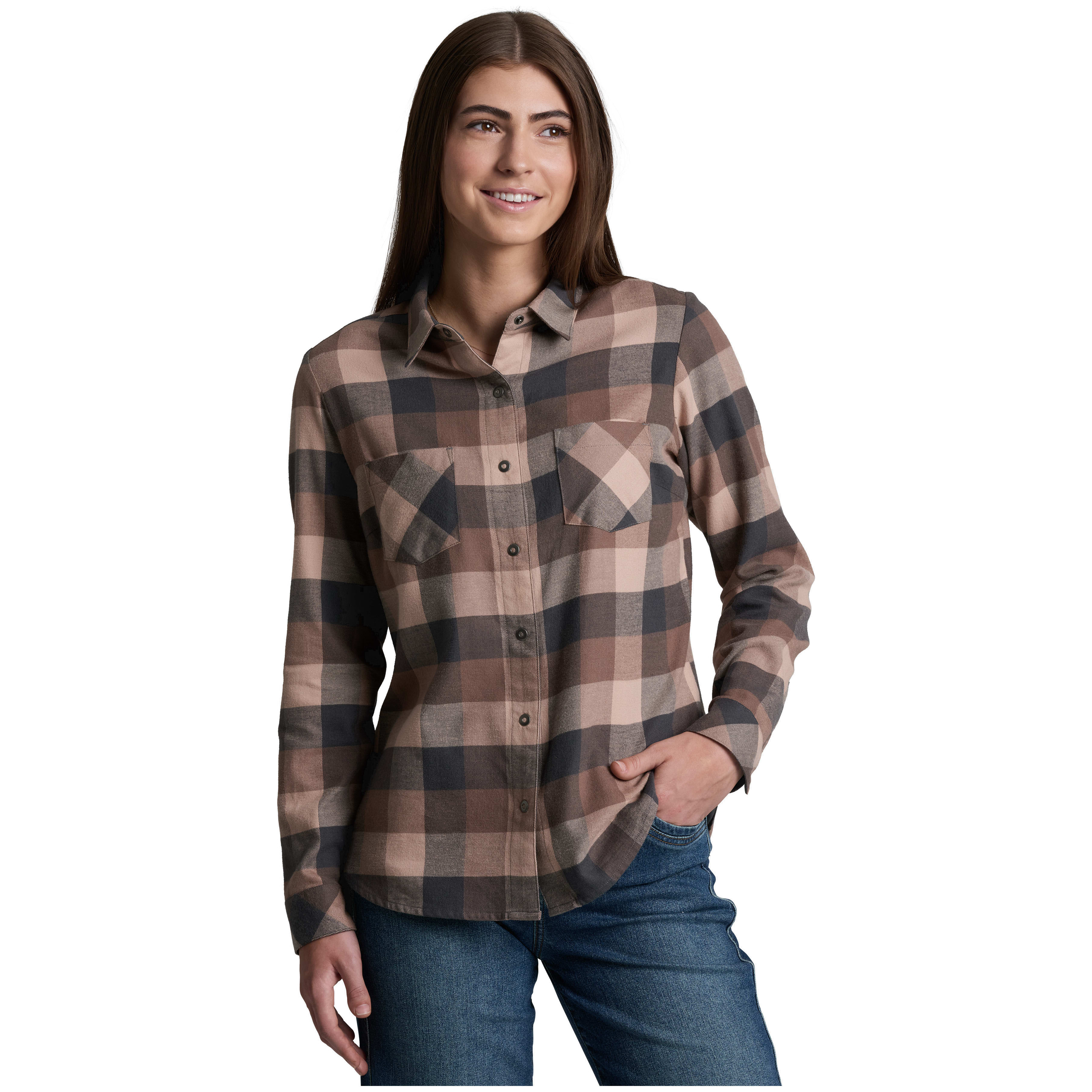 kuhl clothing Kuhl Darcy Flannel Coffee Women's 8576-CF-W Top in Brown, Medium - kuhl clothing