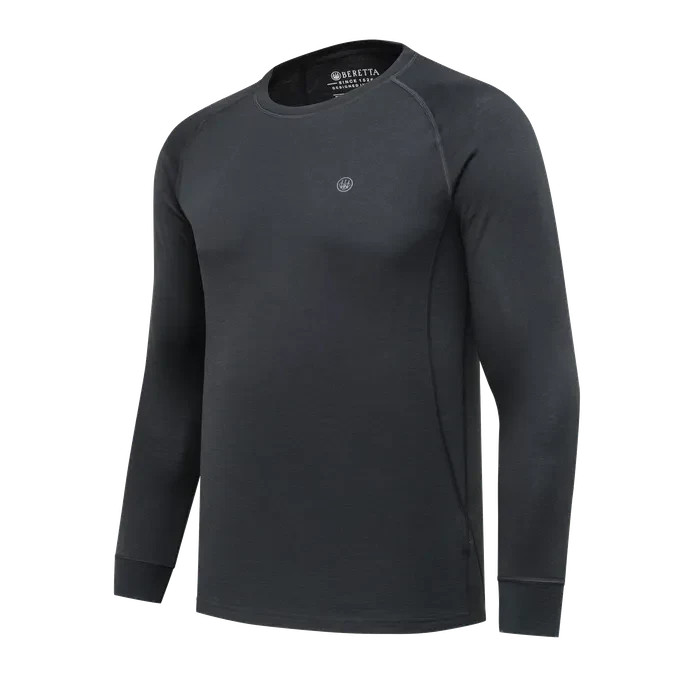 Beretta Elite Pro Merino LS Crew Top Neck Black IM381T25330999 Top, Small - Beretta
