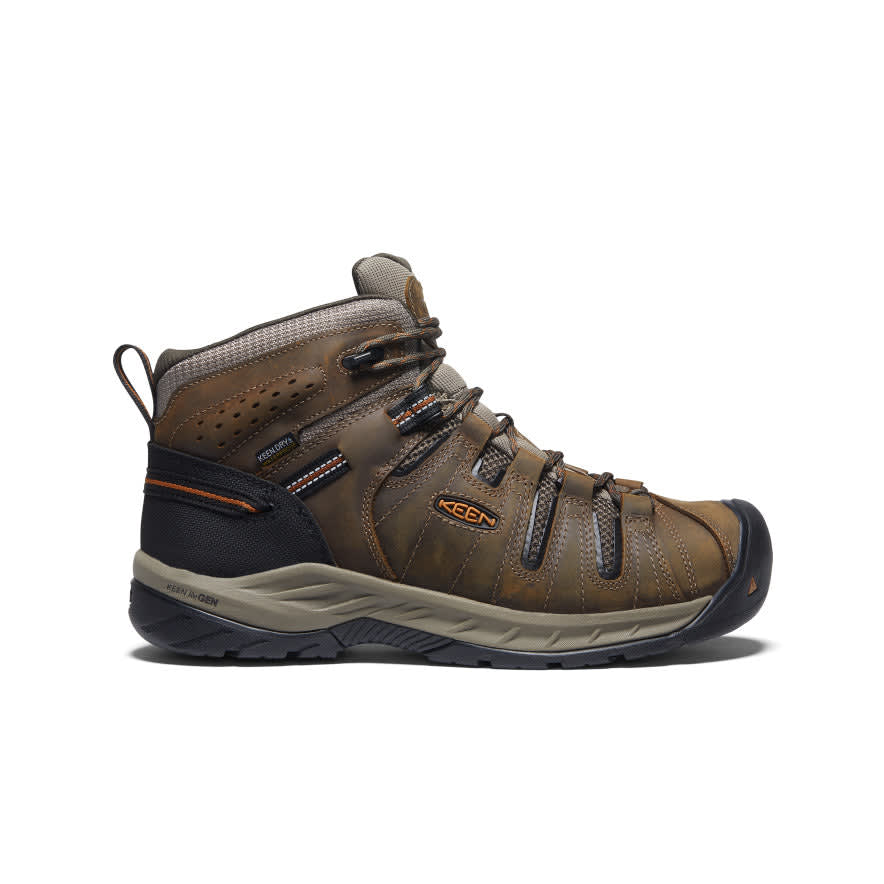 keen footwear Keen Indus-Trail Flint II Mid WP Soft Toe Men's Black Olive/Brindle Boots 1025613, 14EE - keen footwear