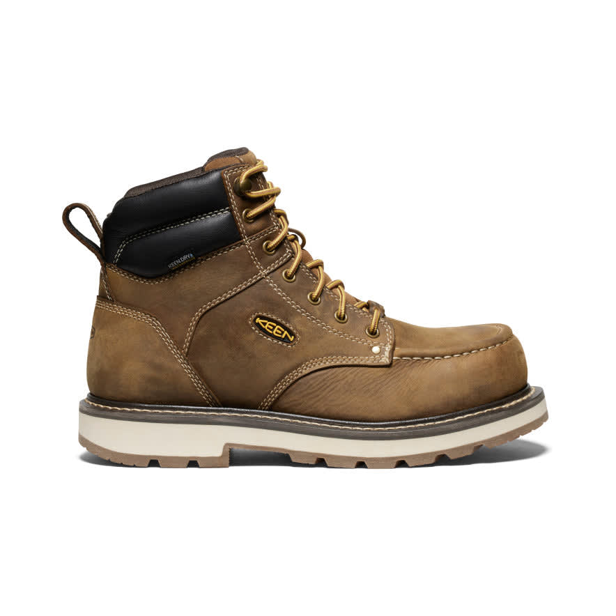 keen footwear Keen Core Work Cincinnati 90 Degree 6" WP Men's Belgian/Sandshell Boots 1027663 in Brown, 8D - keen footwear