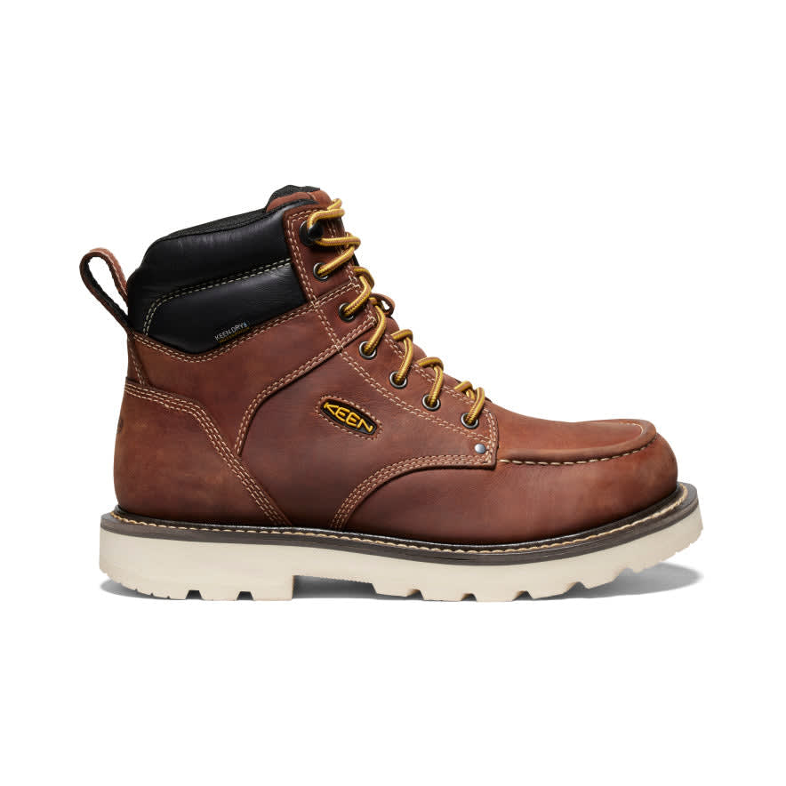 keen footwear Keen Core Work Cincinnati 90 Degree 6" WP Soft Toe Men's Tuscan Red/Sandshell Boots 1028284 in Brown, 9.5EE - keen footwear