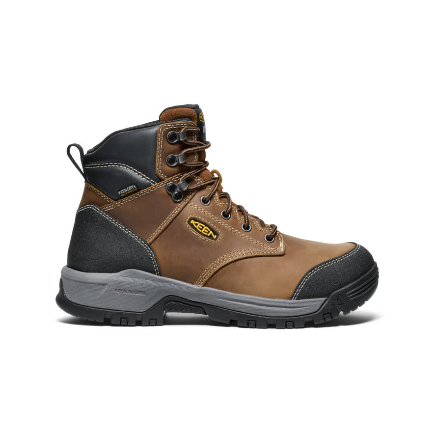 keen footwear Keen Core Work Evanston 6" WP Soft Toe Men's Bison/Black Boots 1029681, 13EE - keen footwear