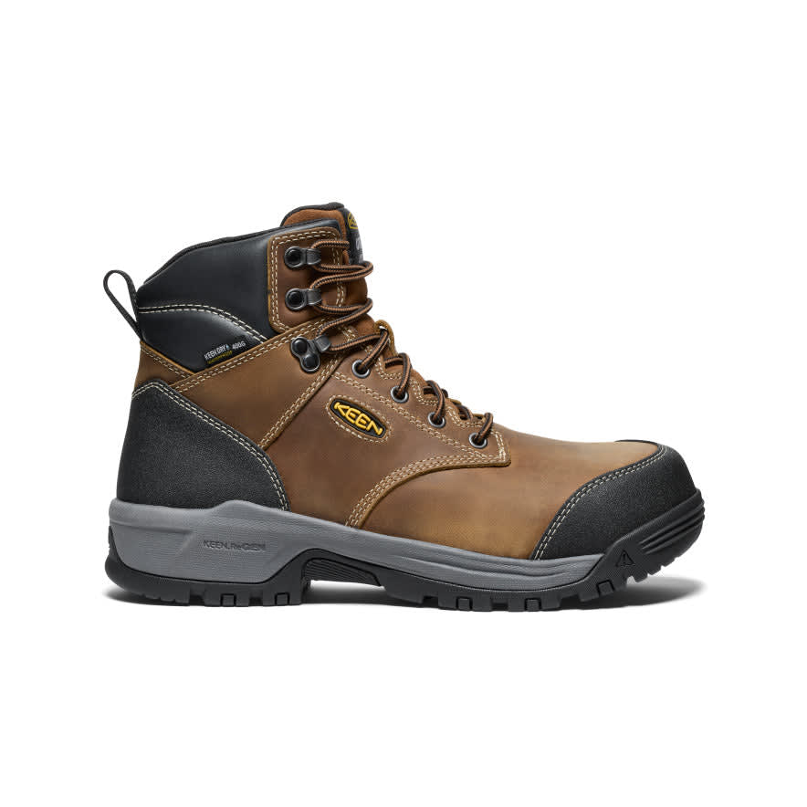 keen footwear Keen Core Work Evanston 6" WP 400G Men's Bison/Black Boots 1029845, 12EE - keen footwear