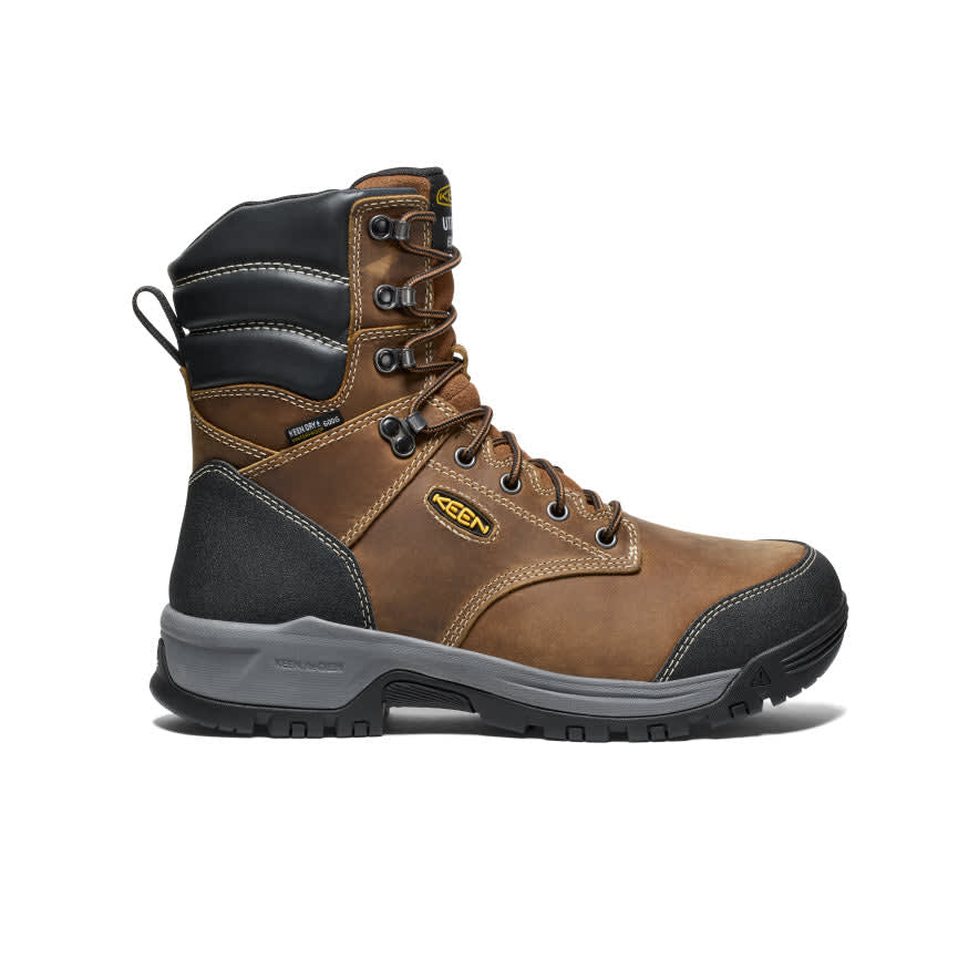 keen footwear Keen Core Work Evanston 8" WP Soft Toe 600G Men's Bison/Black Boots 1029854, 8D - keen footwear