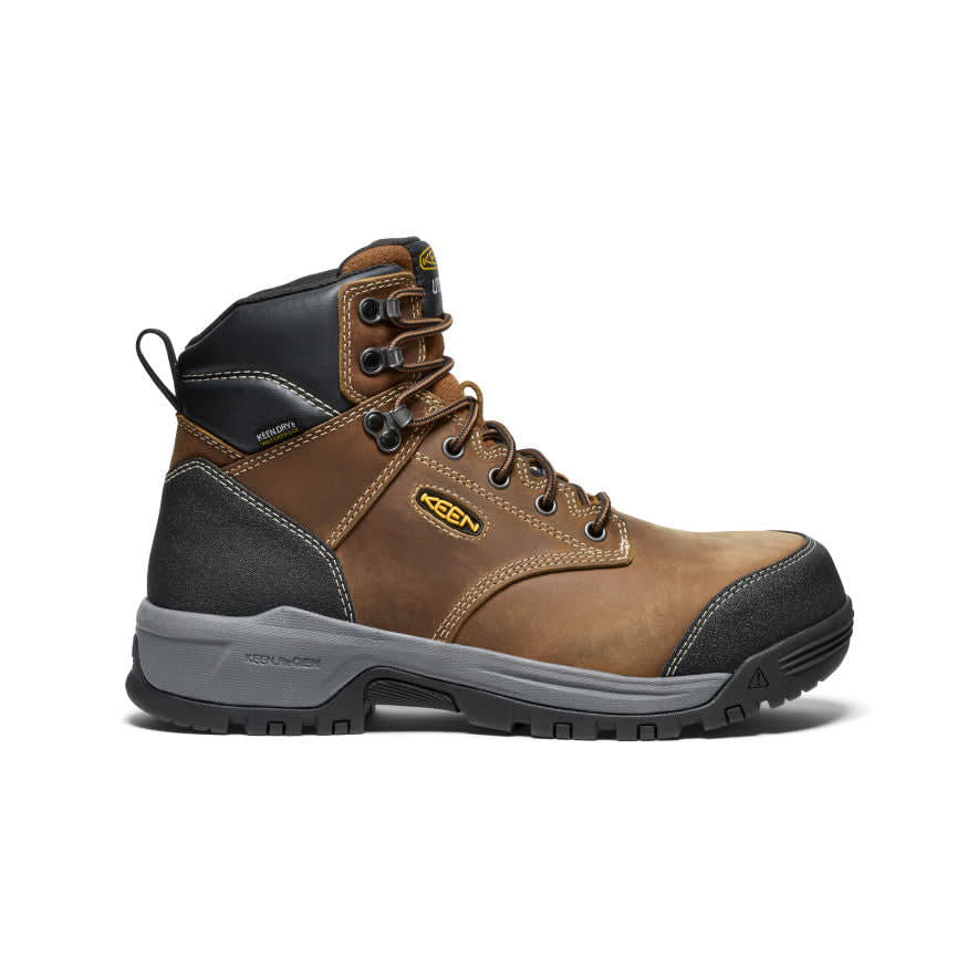keen footwear Keen Core Work CSA Evanston 6" WP Men's Bison/Black Boots 1029855, 7.5D - keen footwear
