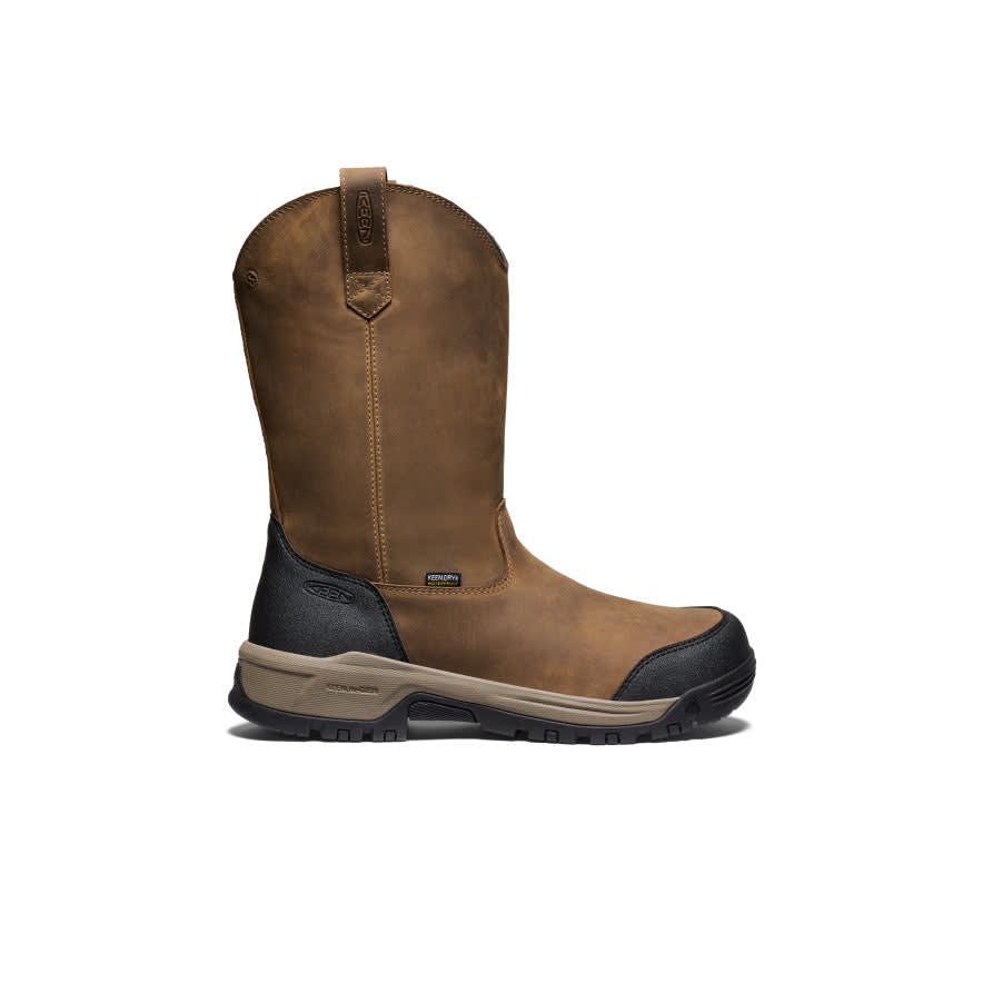 keen footwear Keen Core Work Evanston Pull On WP Soft Toe Men's Bison/Black Boots 1030489, 13D - keen footwear