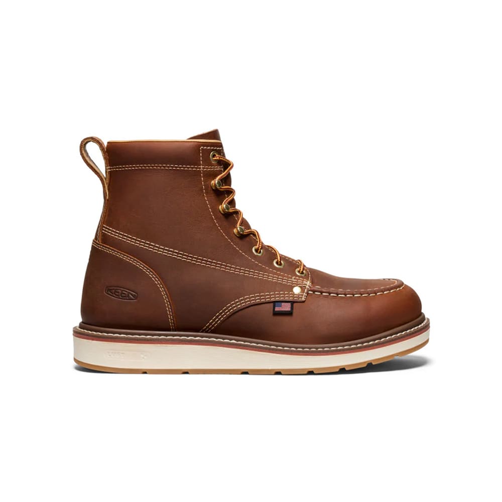 keen footwear Keen American Built Liberty 6" Soft Toe Men's Leather Brown/Birch Boots 1030603, 14D - keen footwear