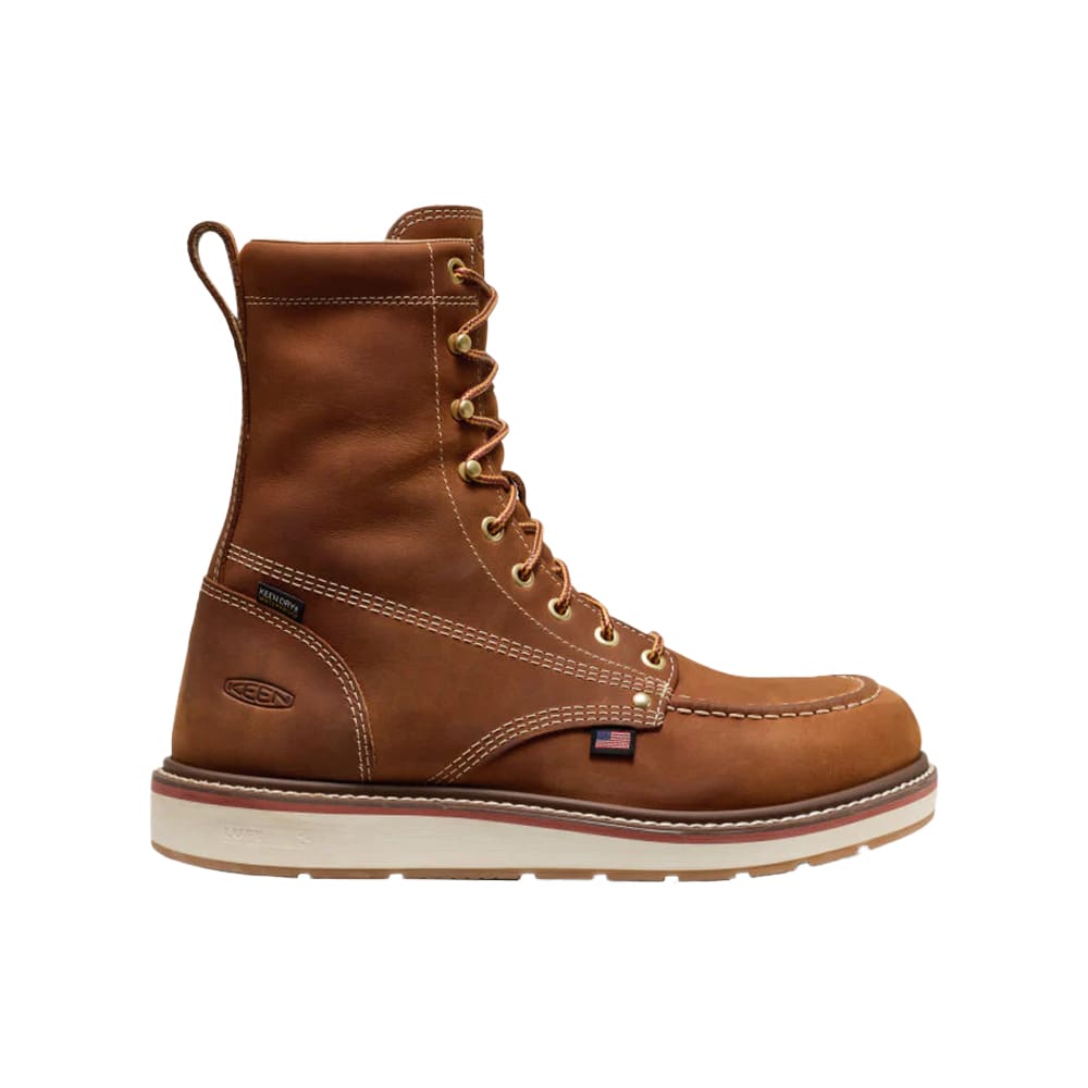 keen footwear Keen American Built Liberty 8" WP Soft Toe Men's Leather Brown/Birch Boots 1030605, 8.5D - keen footwear