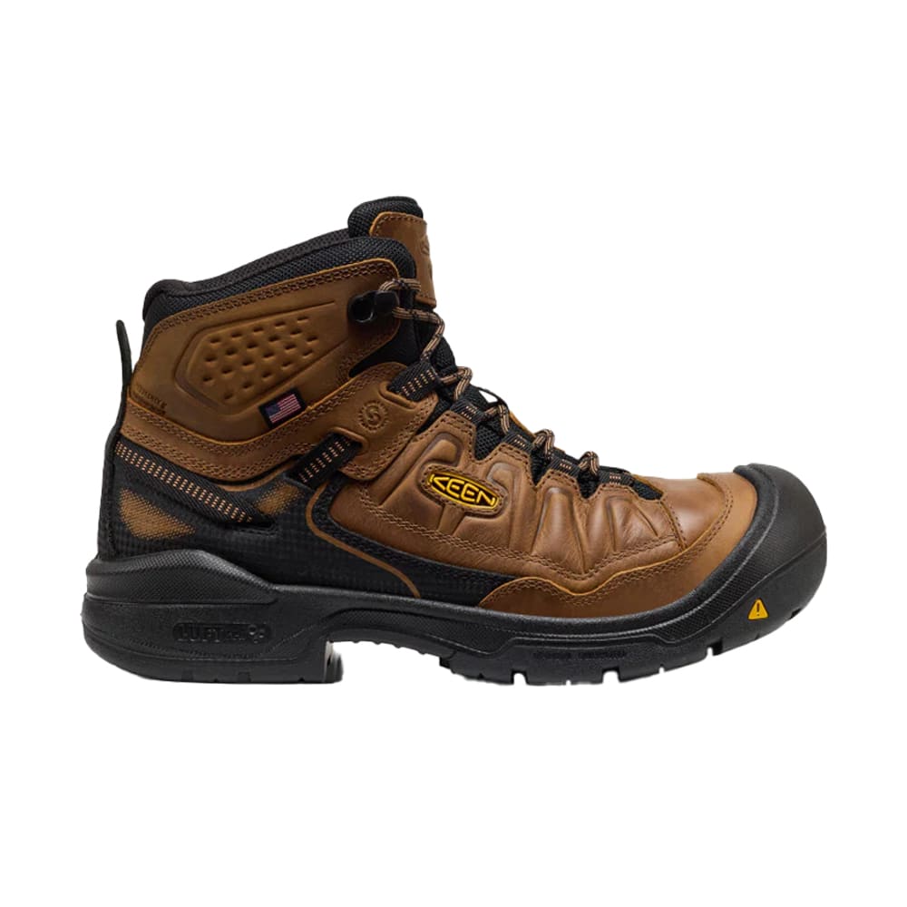 keen footwear Keen American Built Targhee IV Mid Work WP Soft Toe Men's Belgian/Black Boots 1031464 in Brown, 14D - keen footwear