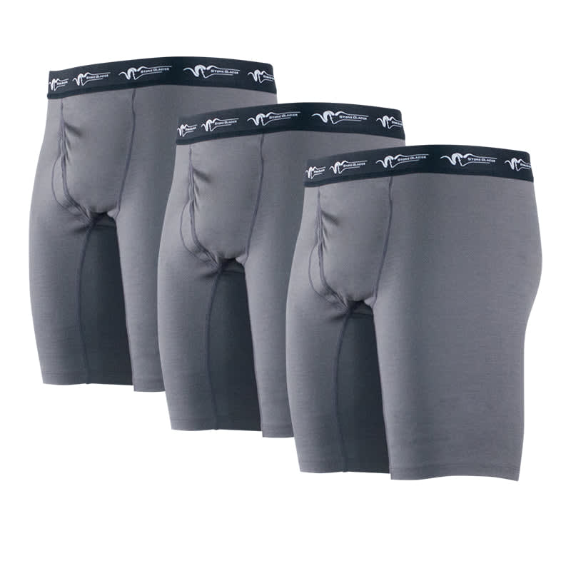 Stone Glacier Chinook Merino Boxer Brief 3-Pack Granite Grey 10004-GG-3Pack, XXL - Stone Glacier