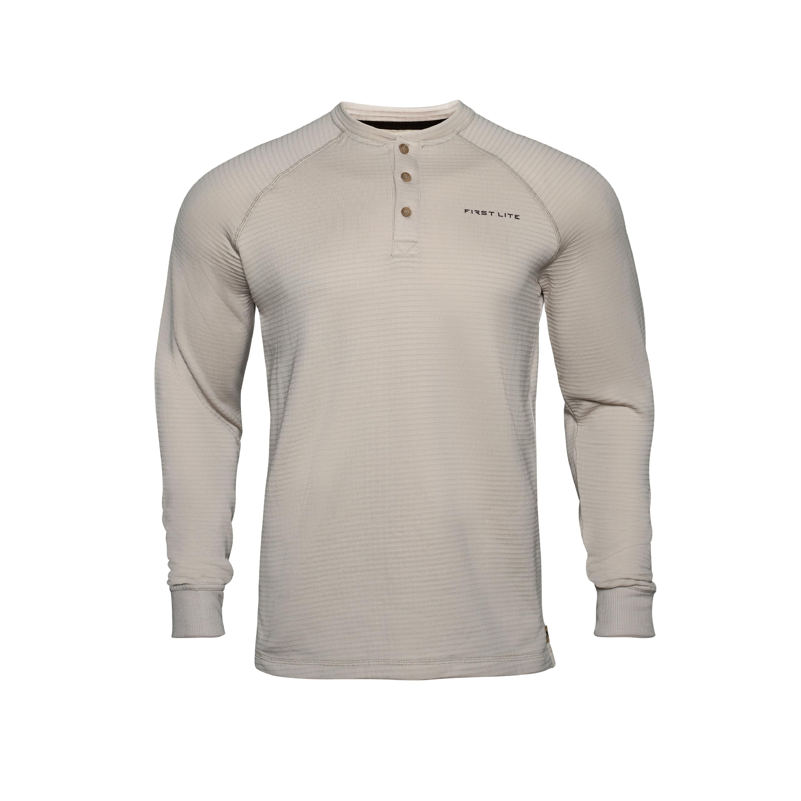 First Lite Men's ThermaGrid Merino Henley Sand MBTHNSD Top, 3X - first lite