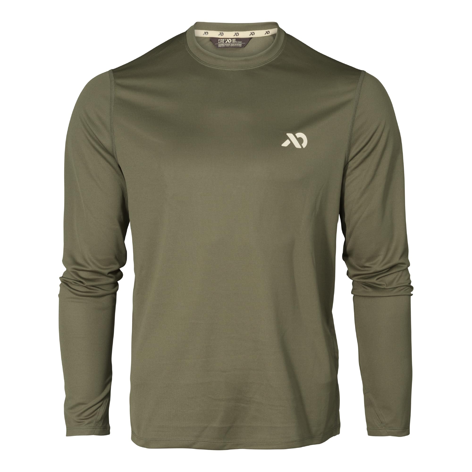 First Lite Men's Yuma Synthetic Long Sleeve Crew Top Conifer MBMYLCN Top, Small - first lite
