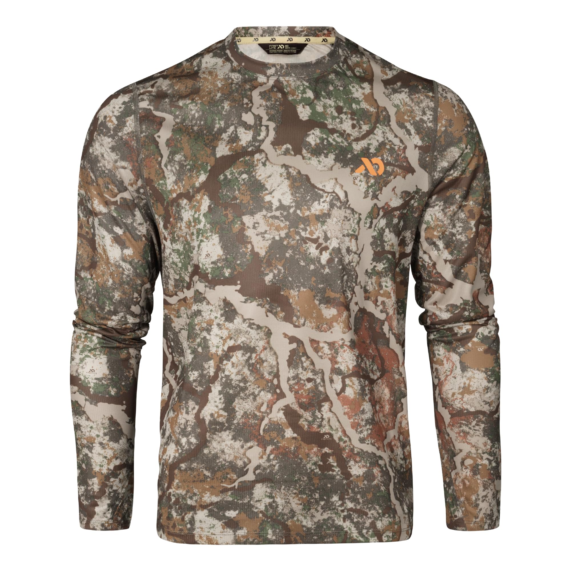 First Lite Men's Yuma Synthetic Long Sleeve Crew Top Specter MBMYLSP Top, Small - first lite