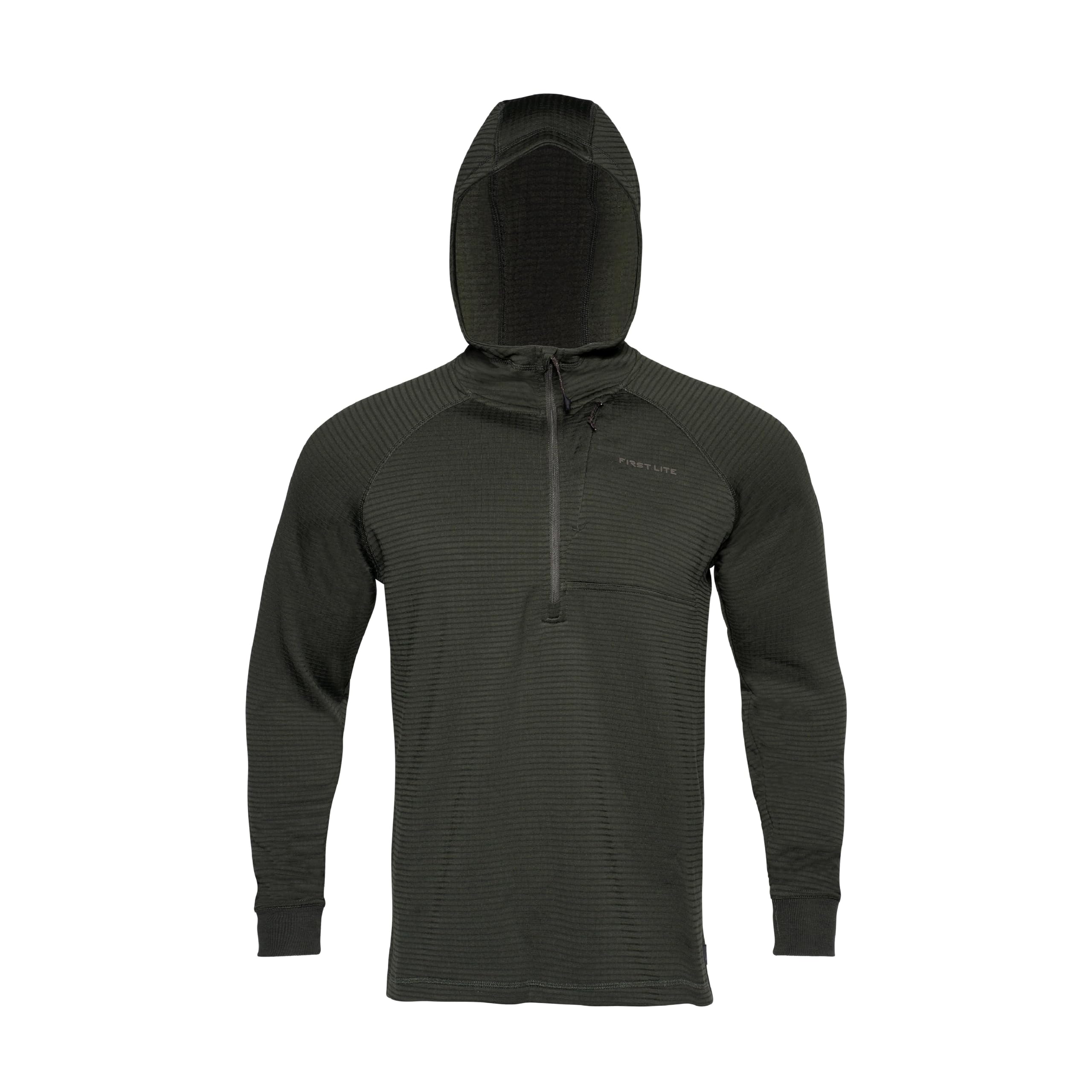 First Lite Men's ThermaGrid Merino Hoody Dark Moss MBTGHDM, Small - first lite