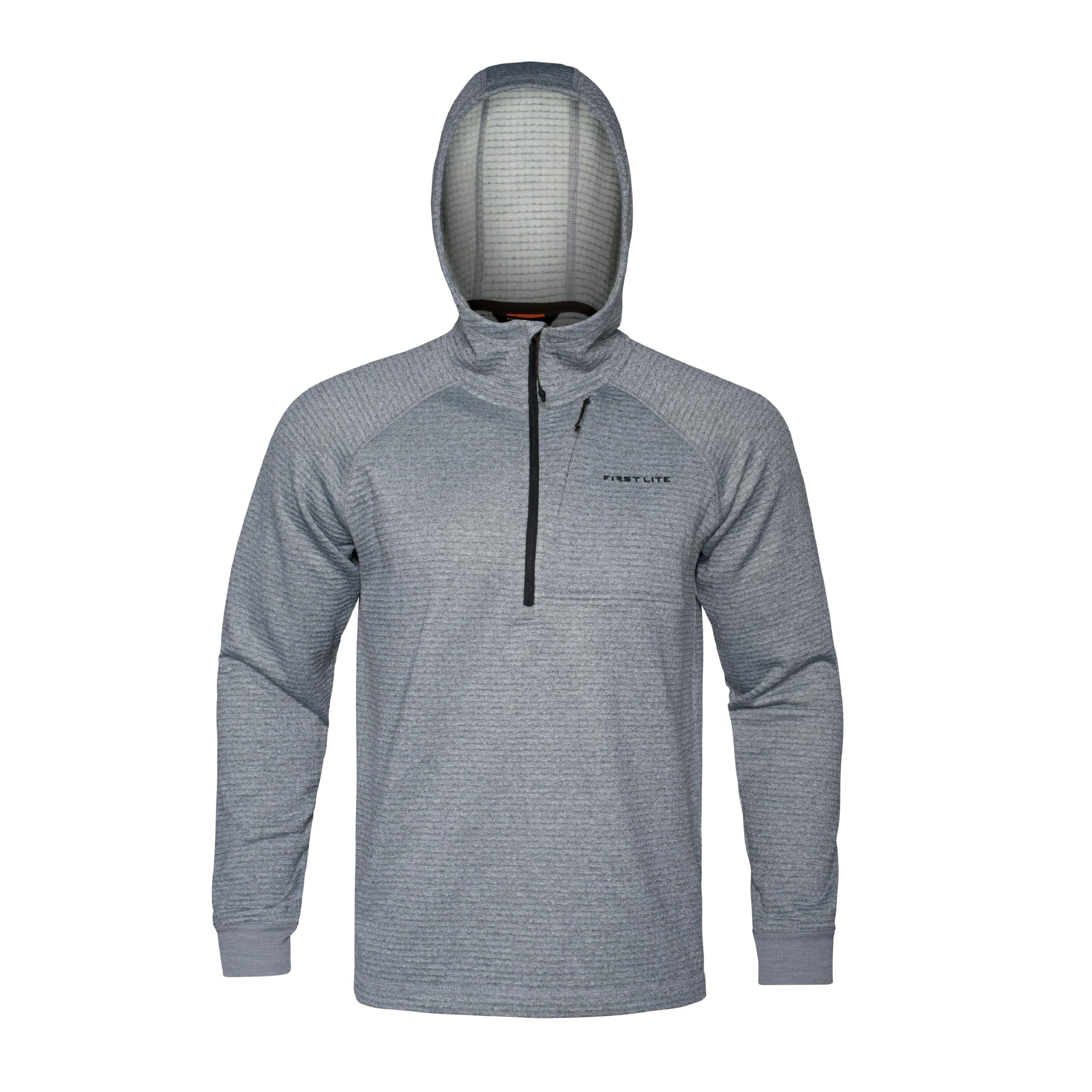 First Lite Men's ThermaGrid Merino Hoody Heather Grey MBTGHHG, Small - first lite