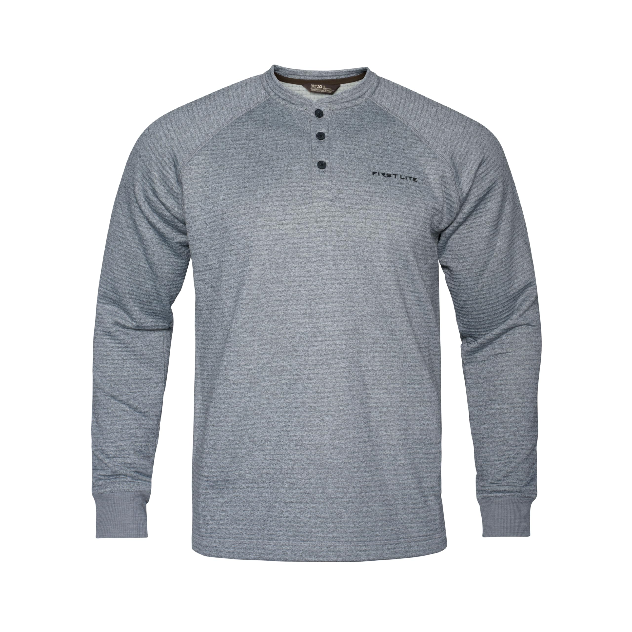 First Lite Men's ThermaGrid Merino Henley Heather Grey MBTHNHG Top, 3X - first lite