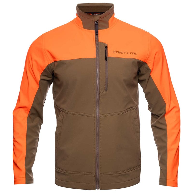 First Lite Men's Scout Soft Shell Jacket Hunters Orange MOSSSHO in Blaze Orange, 3X - first lite