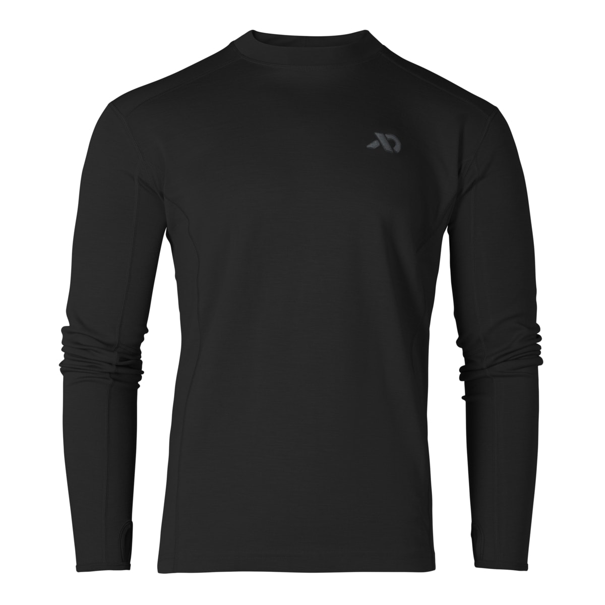 First Lite Men's Kiln LS Crew Top Black on Black MTKLCBB Top, Small - first lite