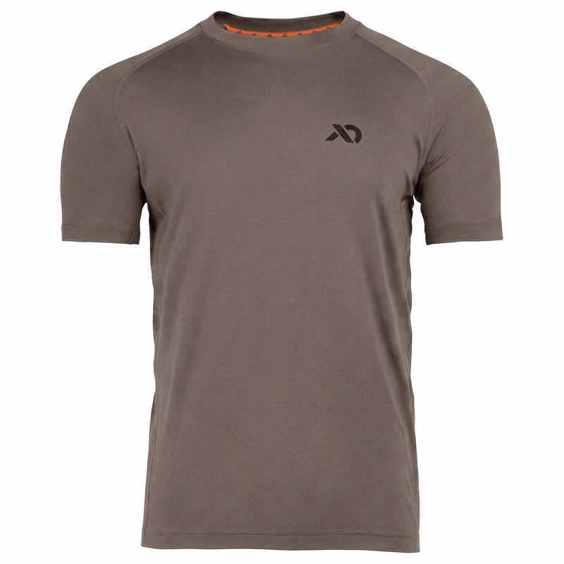 First Lite Men's Wick Short Sleeve Crew Top Walnut MTWSCWN Top, Small - first lite