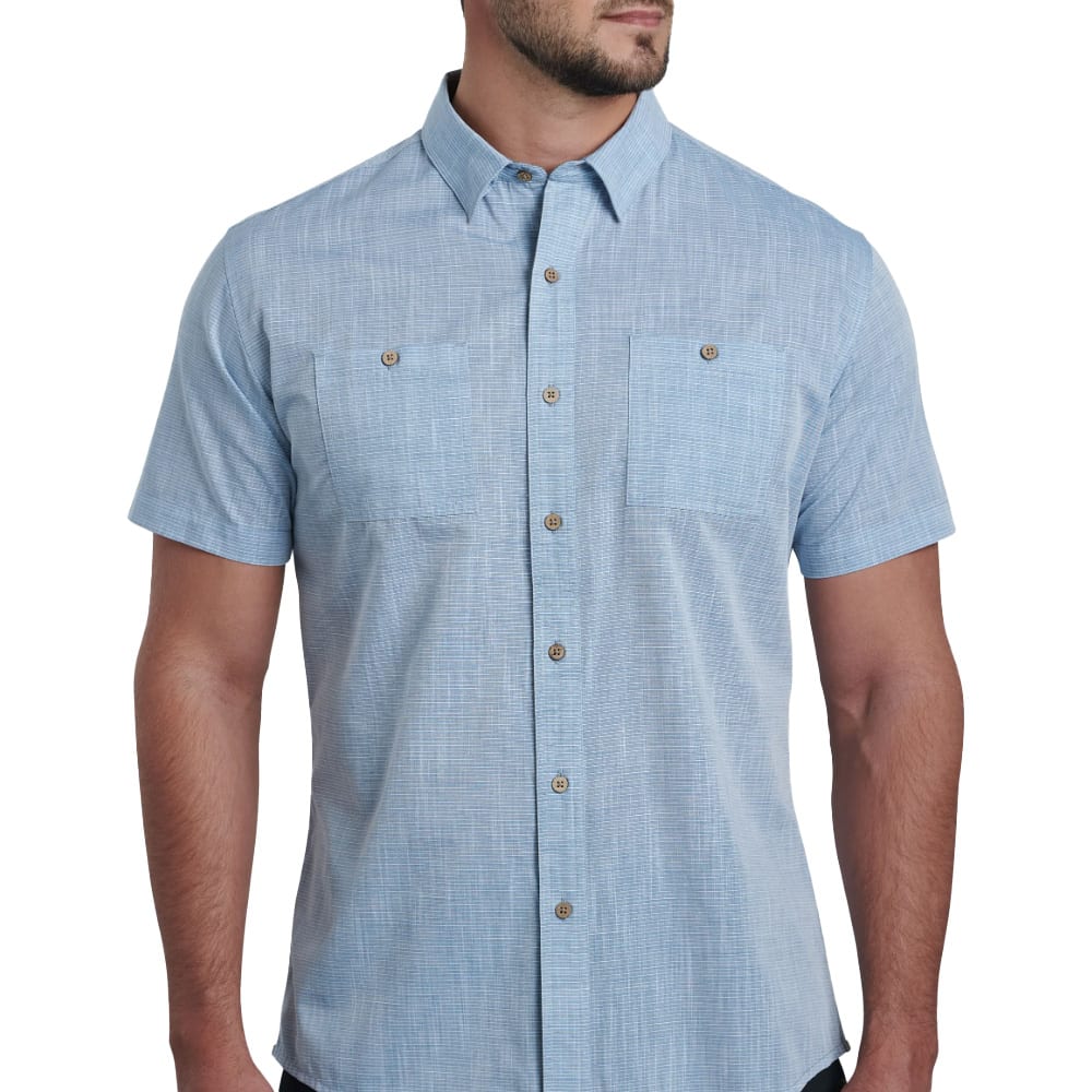 kuhl clothing Kuhl Karib Short Sleeve Horizon Blue Men's 7460-HRBL-M Top, Small - kuhl clothing