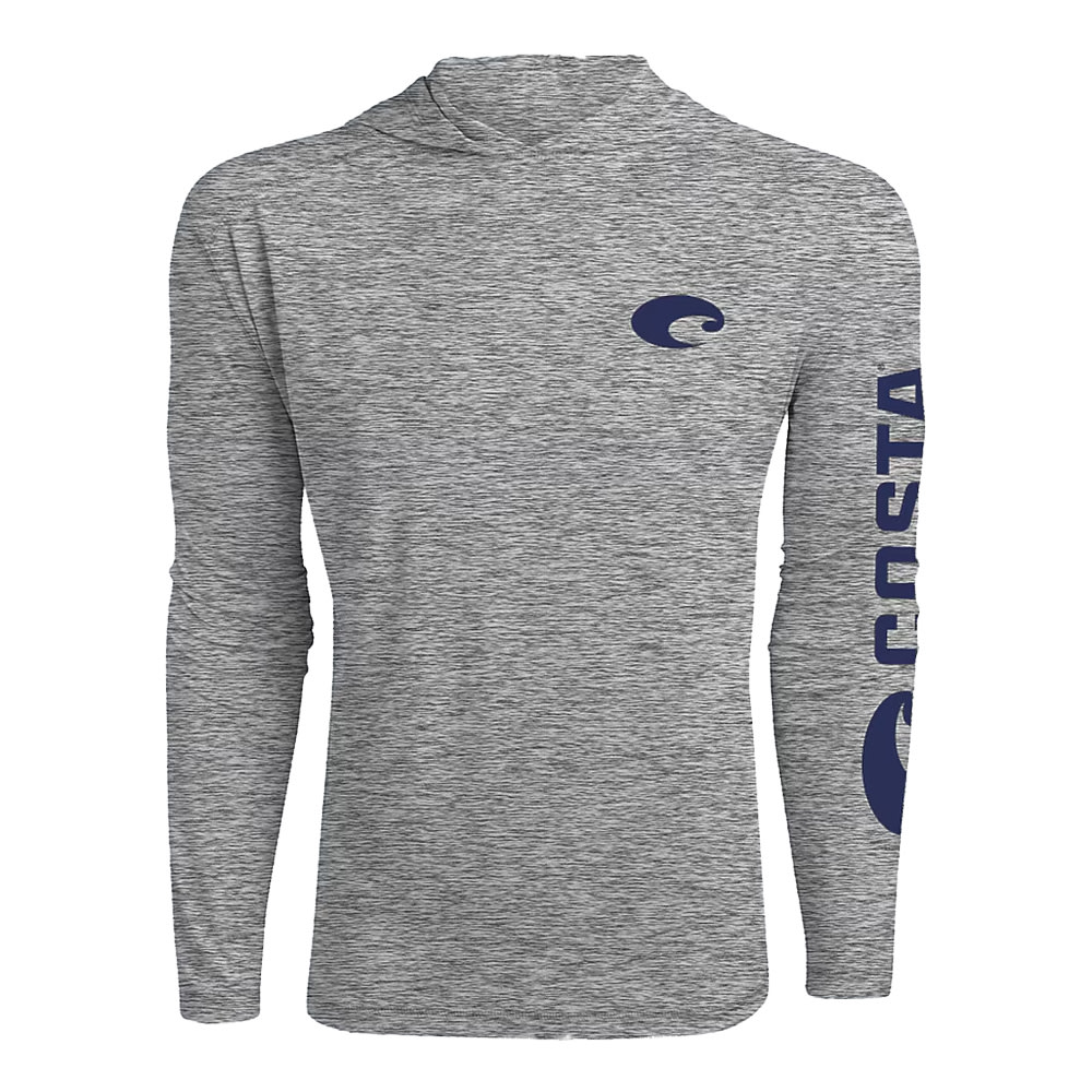 Costa Del Mar Lifestyle Technical Hood T-Shirt Mens Heather Gray FQA400039-203 in Heather Grey, Large - Costa Del Mar