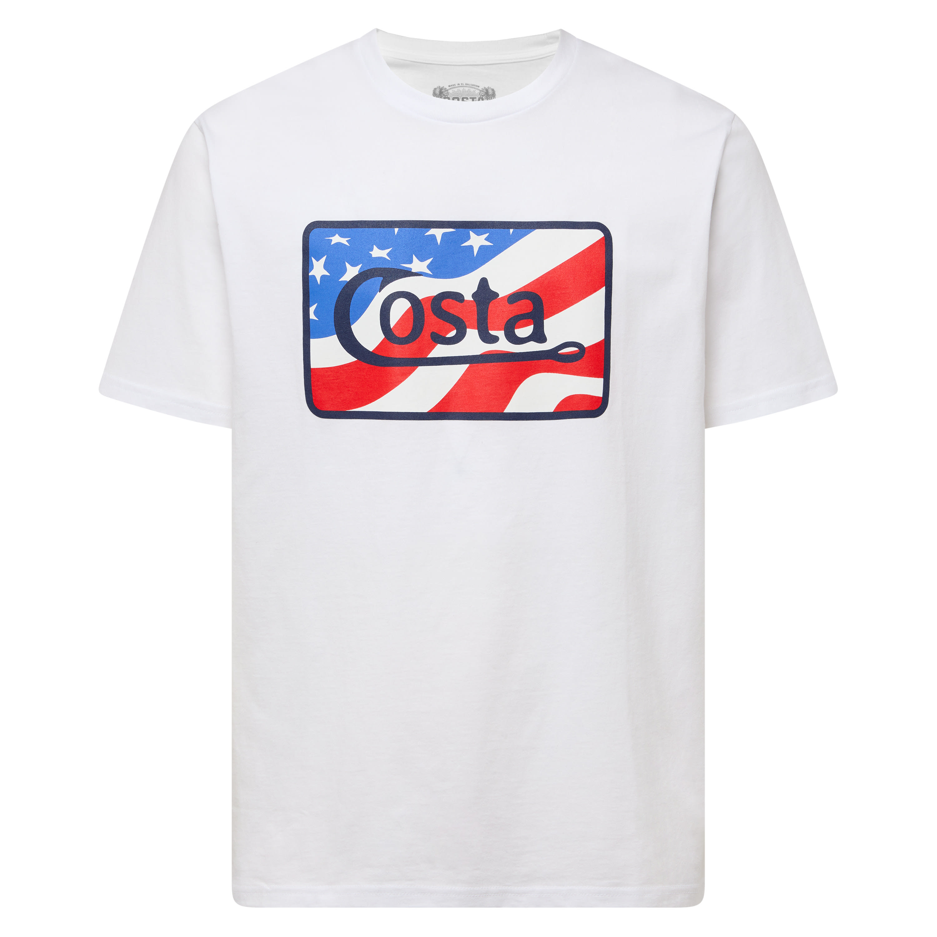 Costa Del Mar Lifestyle The Hunt T-Shirt Mens White/American Flag FQA401269-9CE, Large - Costa Del Mar