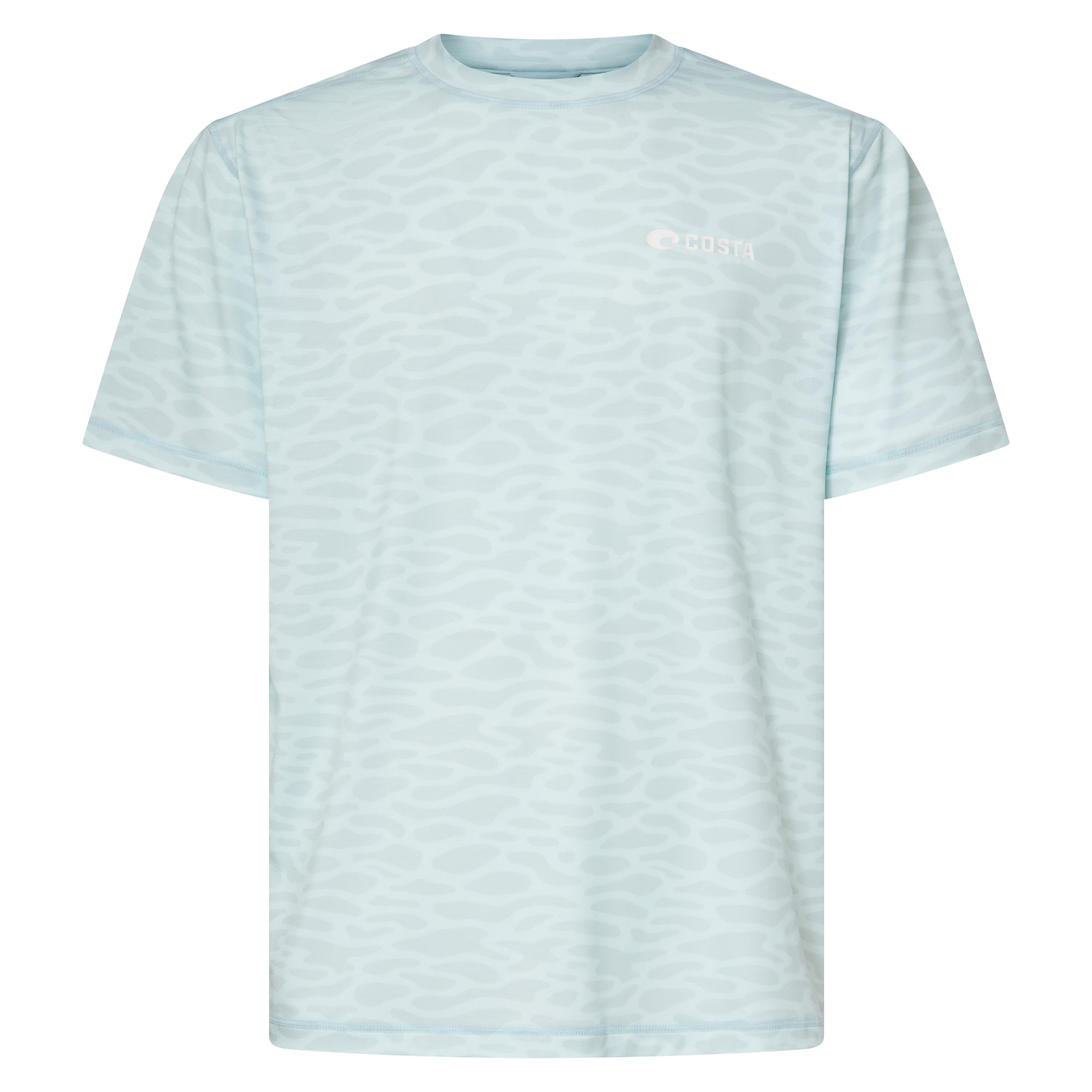 Costa Del Mar Urban Performance SS Crew Top T-Shirt Mens WaterPrint Arctic Blue FQA401347-64I, Small - Costa Del Mar