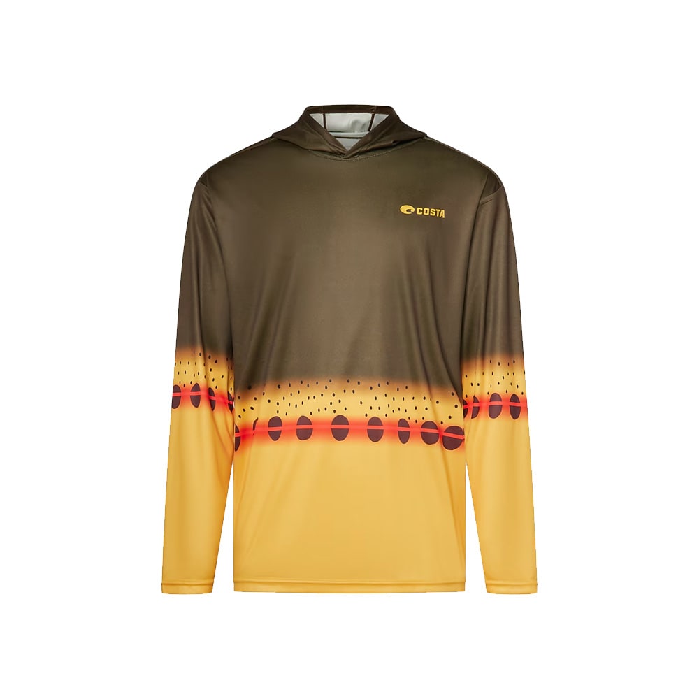 Costa Del Mar Lifestyle Technical Hood Graphic Fishskins T-Shirt Mens Golden Trout Print FQA401349-91O, 3XL - Costa Del Mar