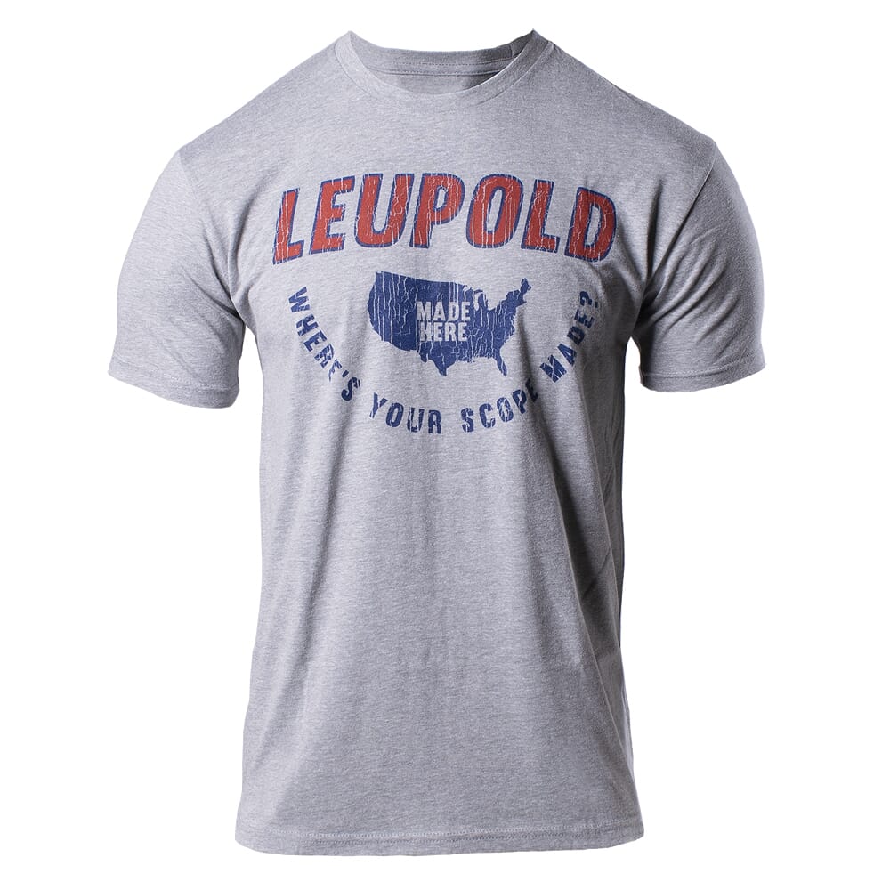 Leupold Made Here T-Shirt Dark Heather Gray 18043X Top, Medium - Leupold