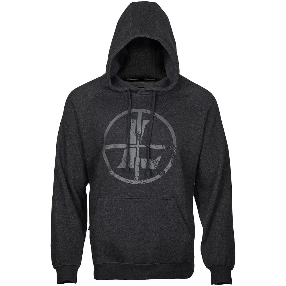 Leupold Distressed Reticle Hoodie Dark Charcoal 18301X, Small - Leupold